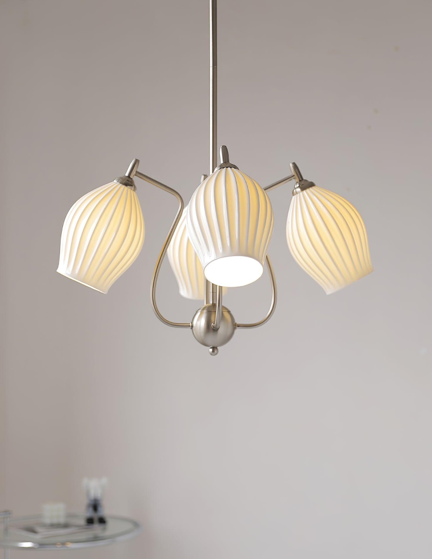 Ceramic Ribbed Chandelier - Cueteks