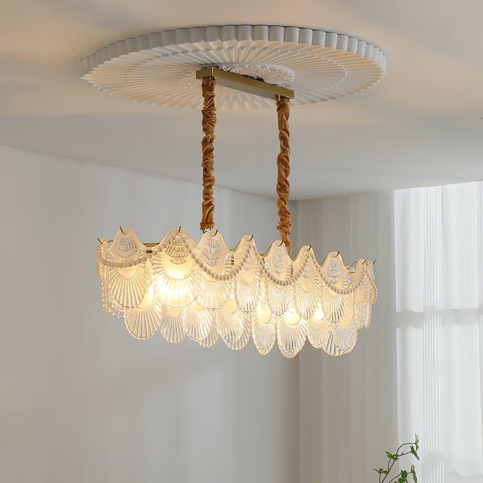 Pearl Glass Shell Chandelier - Cueteks