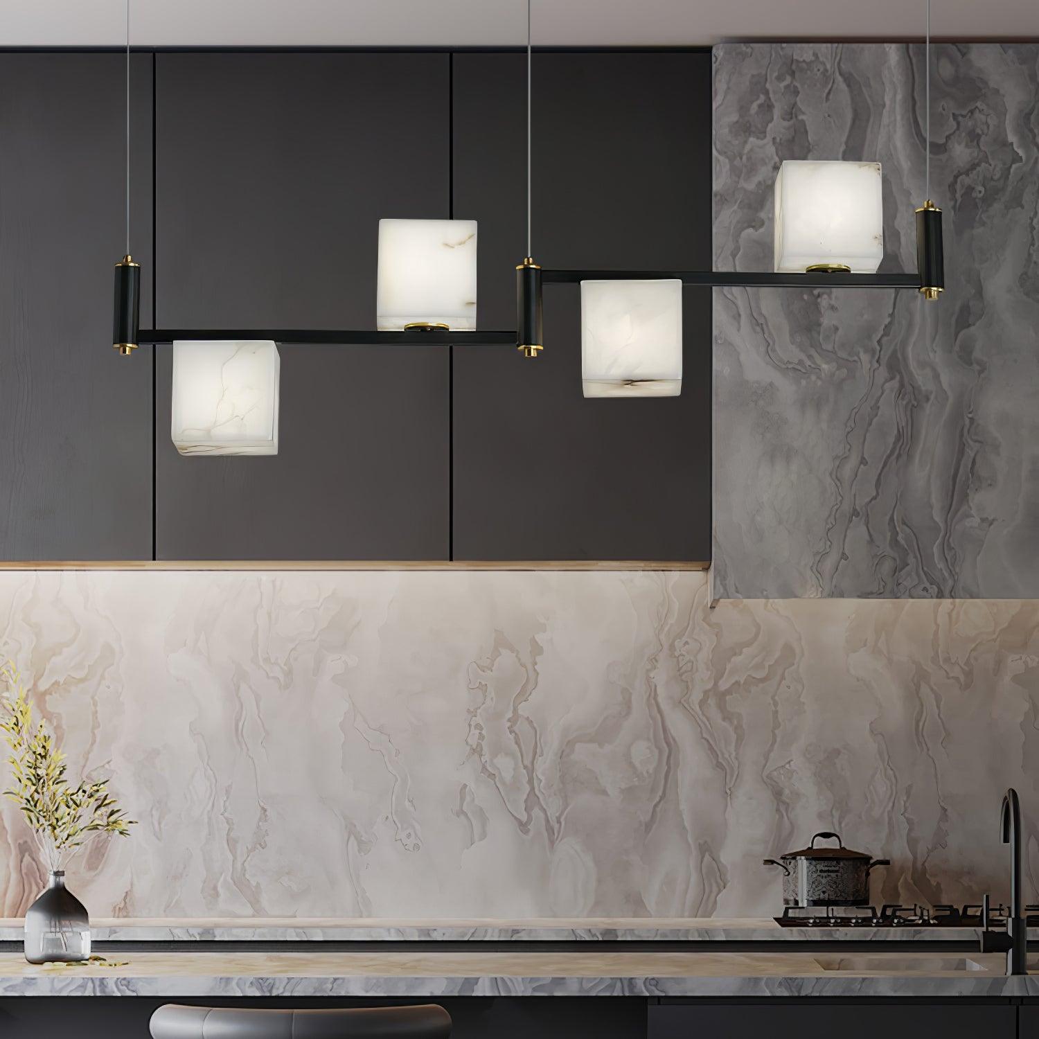 Alabaster Square Box Chandelier - Cueteks