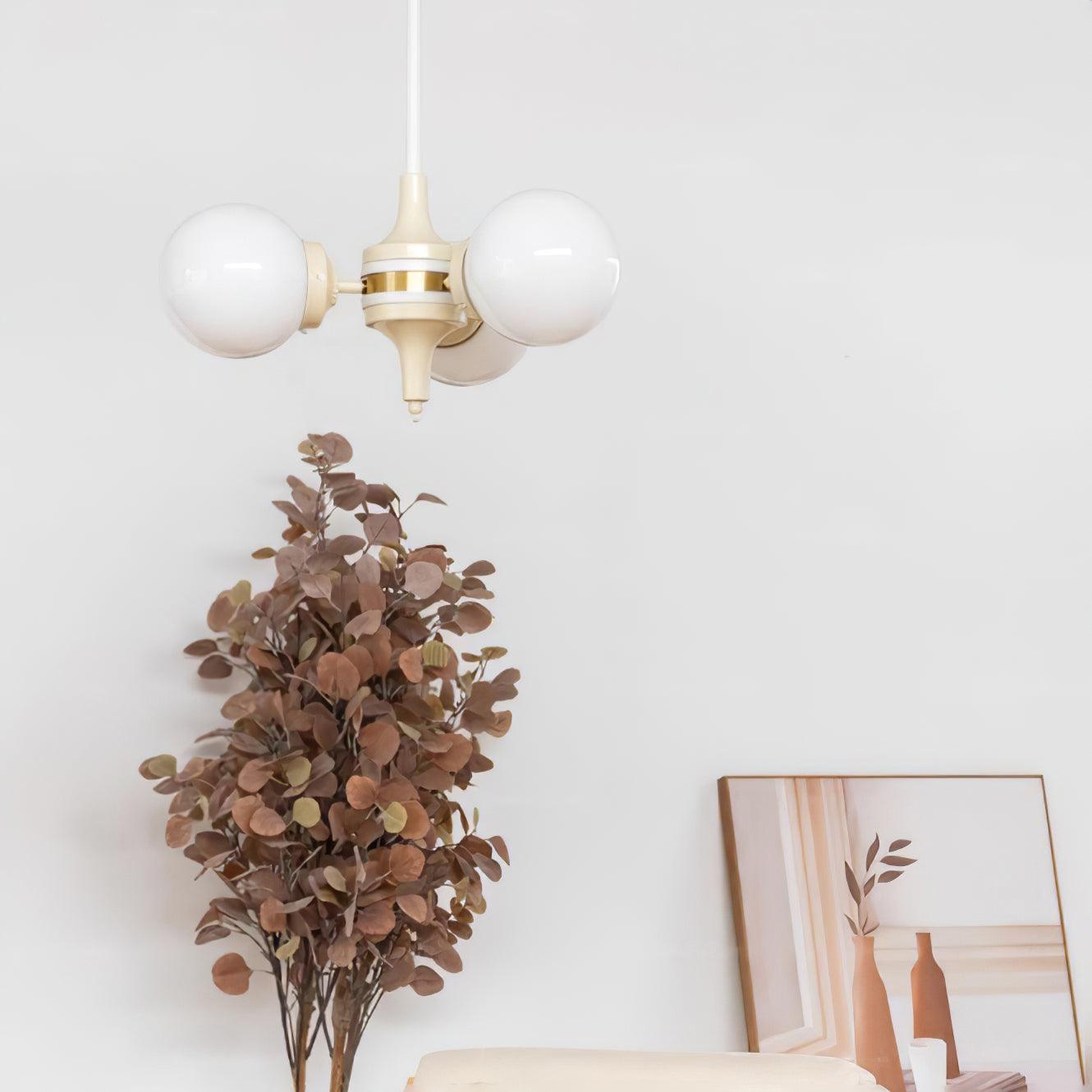 Cream Glass Ball Chandelier - Cueteks