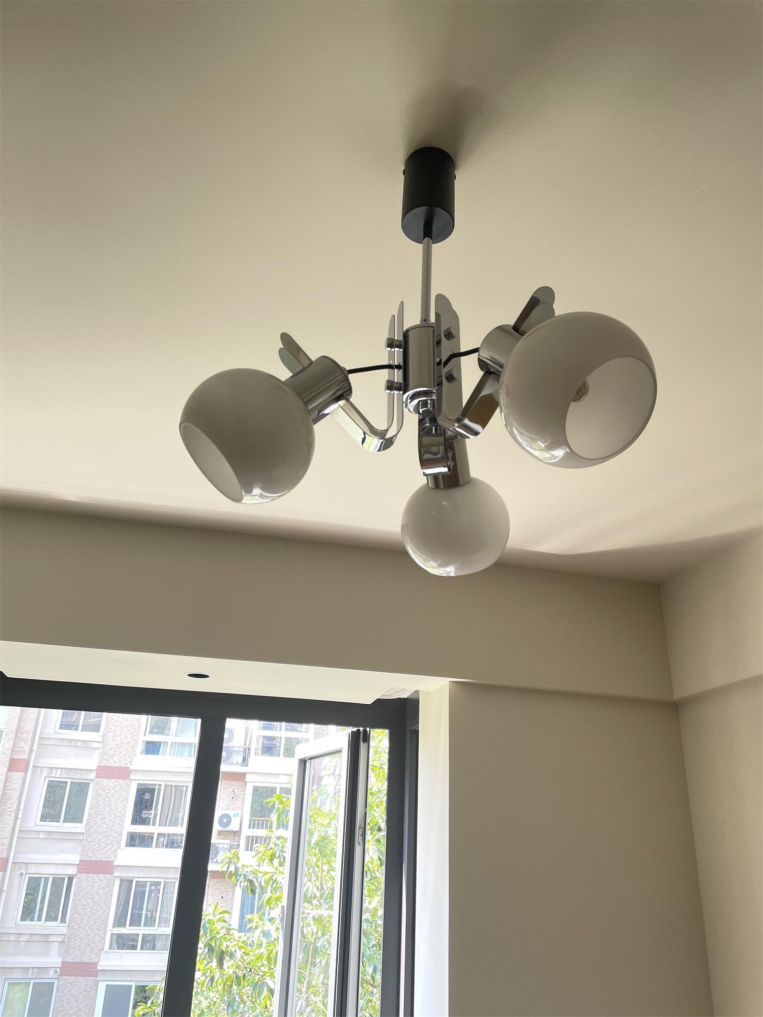 Vintage Geometrical Chrome Chandelier - Cueteks