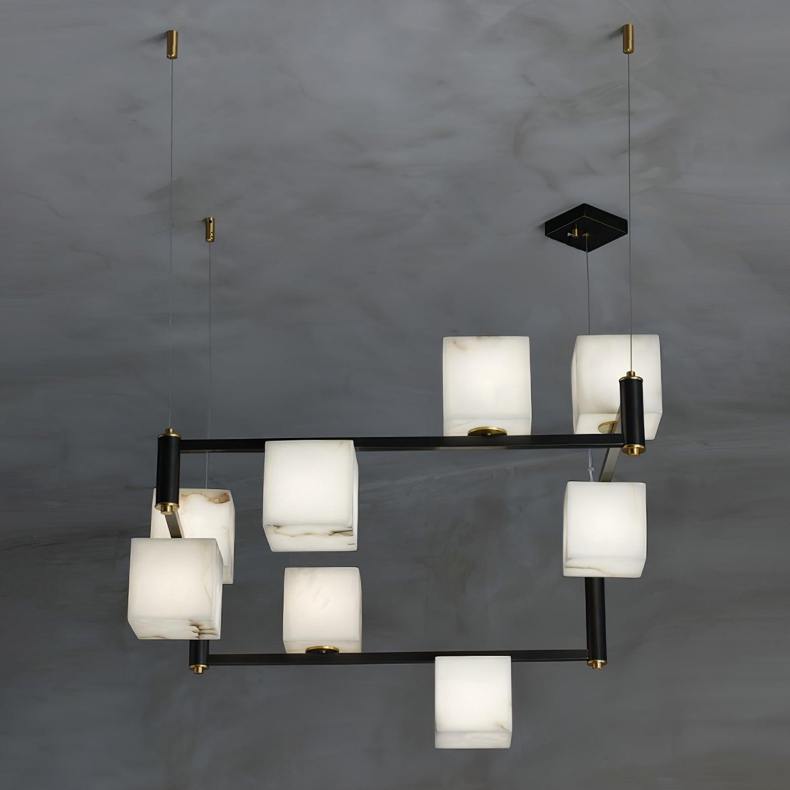 Alabaster Square Box Chandelier - Cueteks