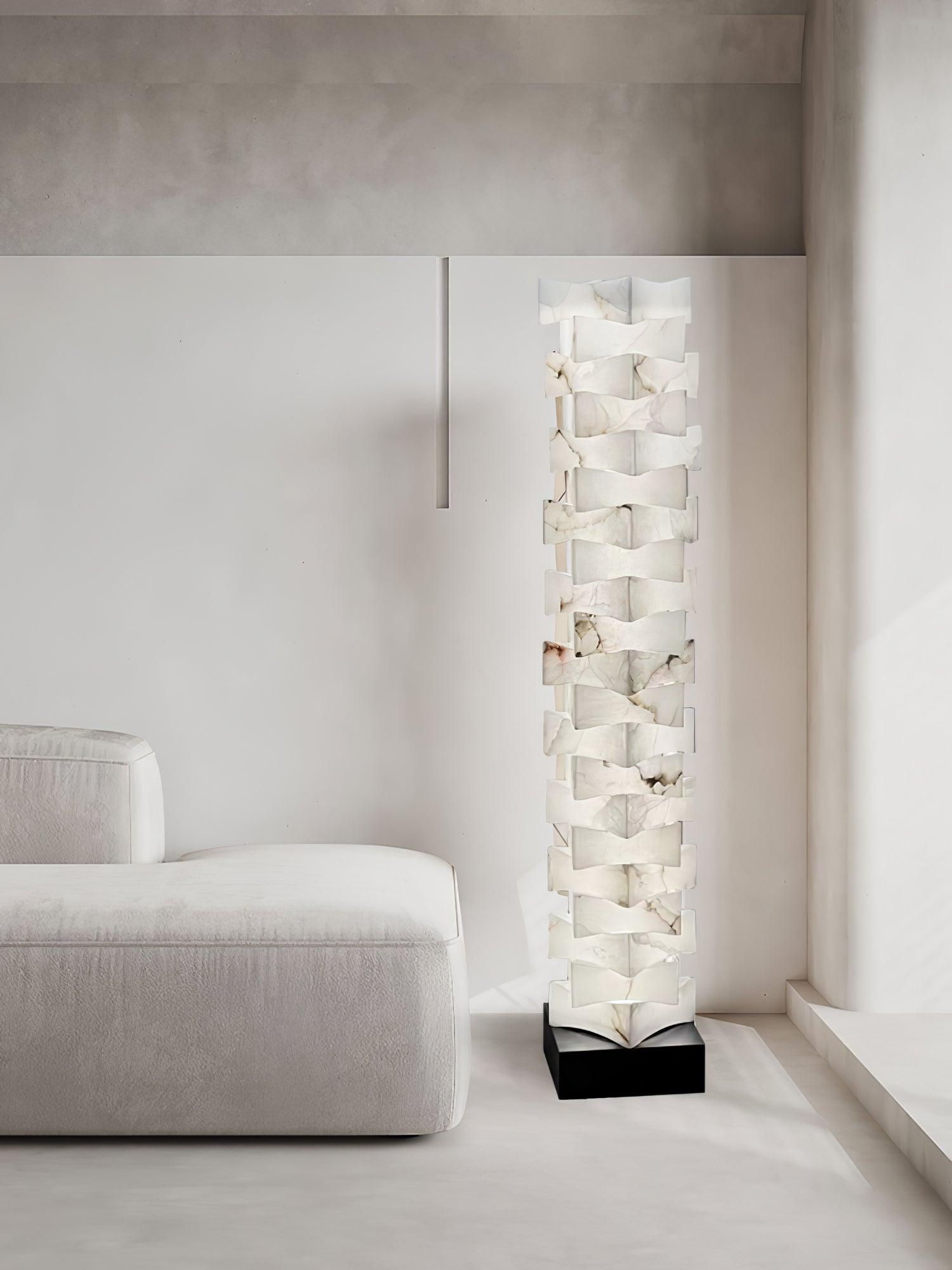 Stacked Alabaster Squares Floor Lamp - Cueteks