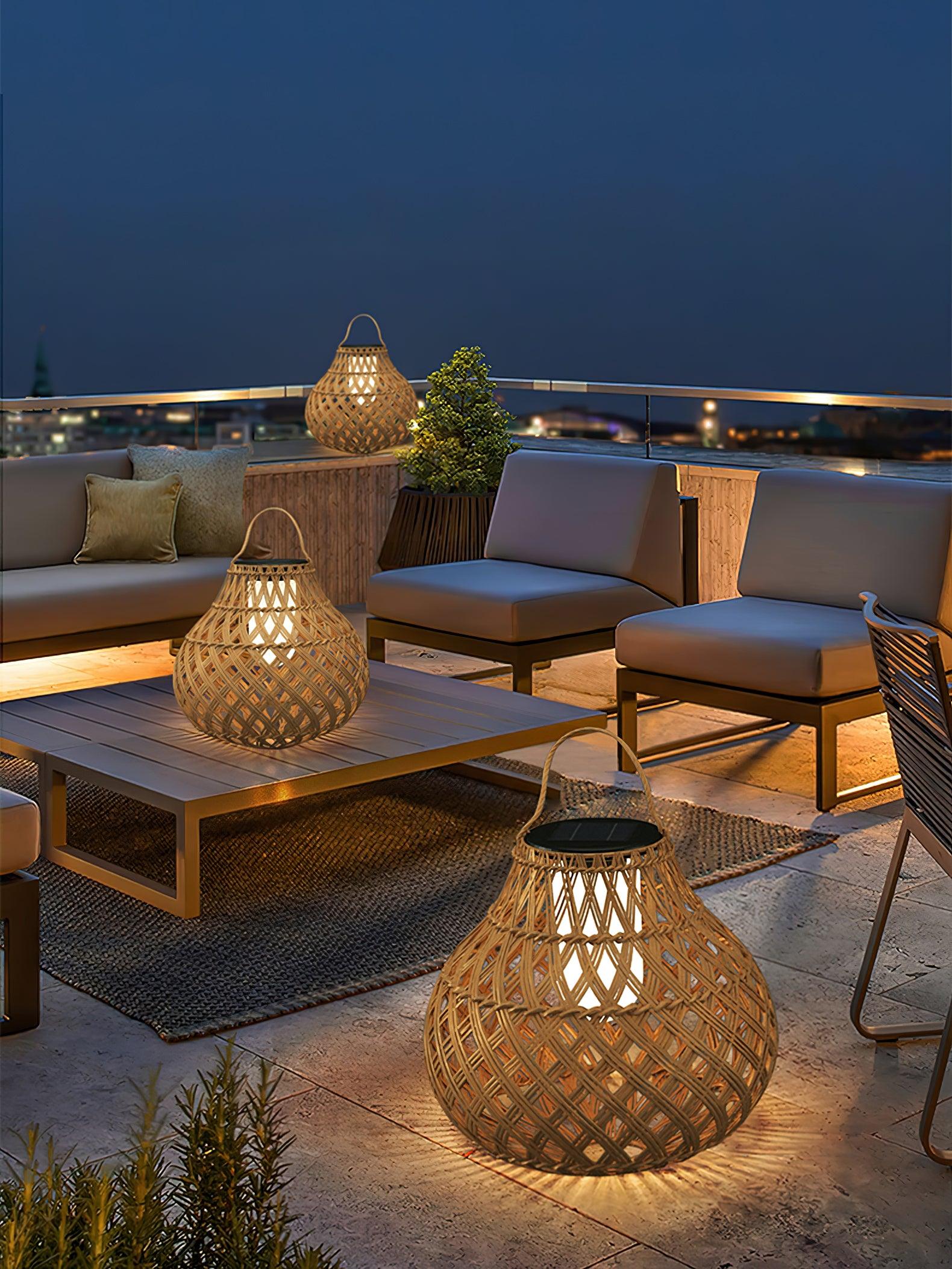 Woven Sphere Solar Lantern Outdoor Lamp - Cueteks