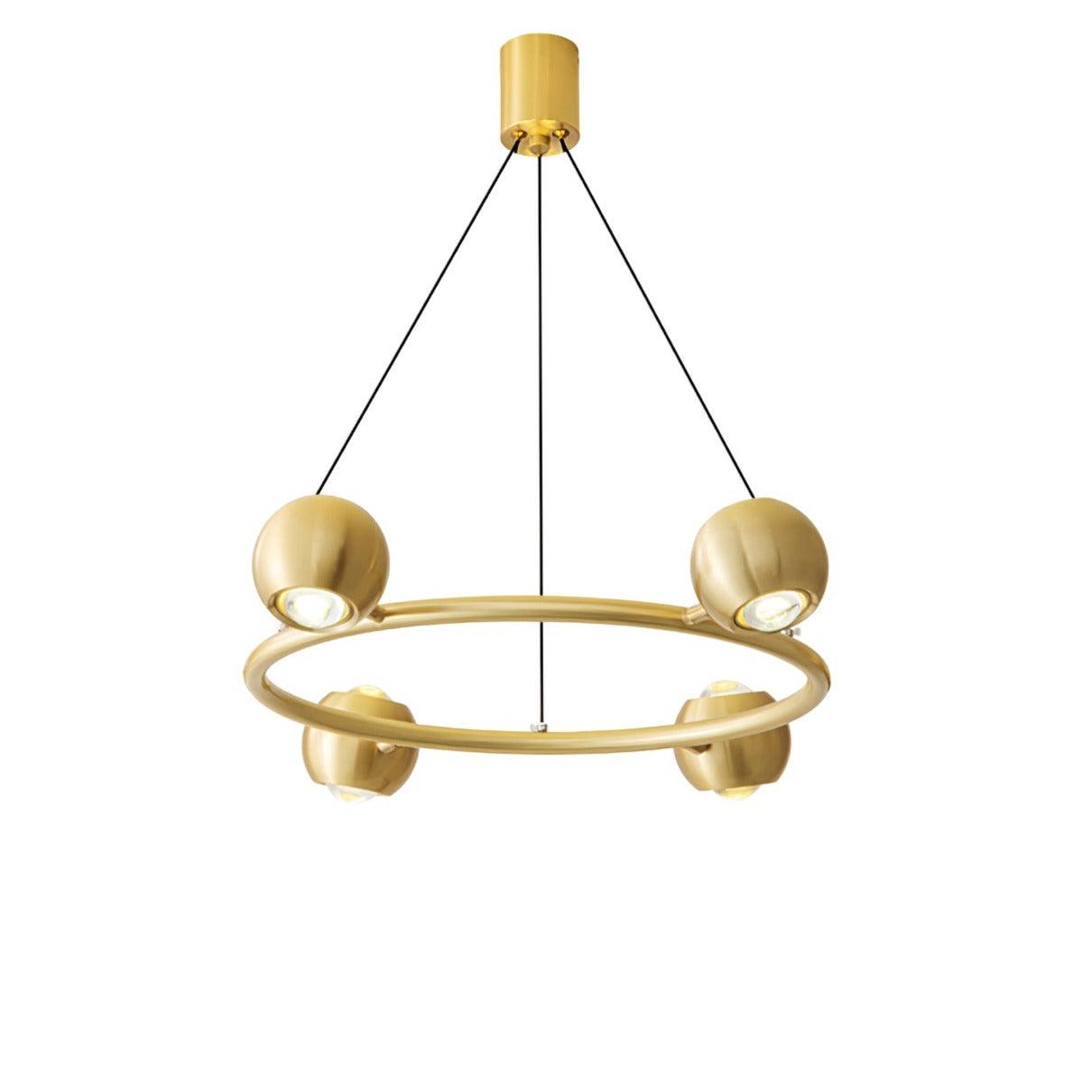 Callisto four-head brass ring chandelier