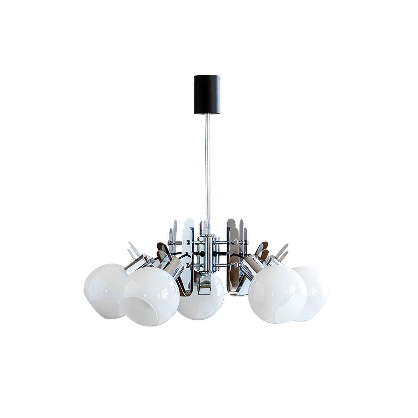 Vintage Geometrical Chrome Chandelier - Cueteks