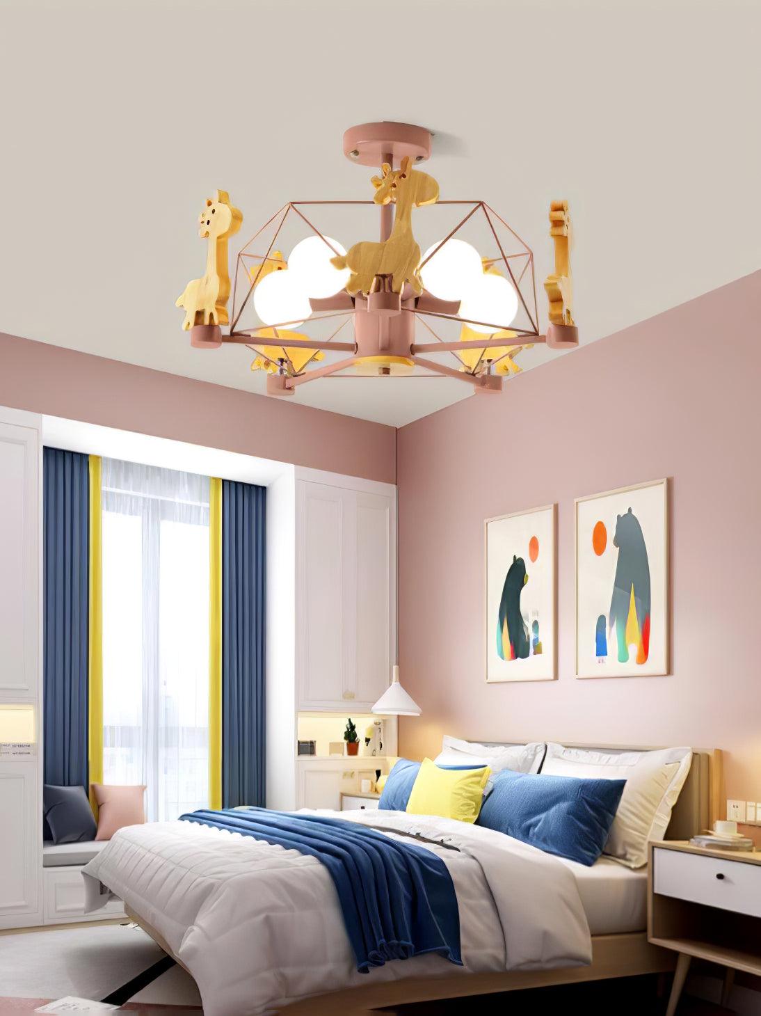 Lovely Deer Wooden Chandelier - Cueteks