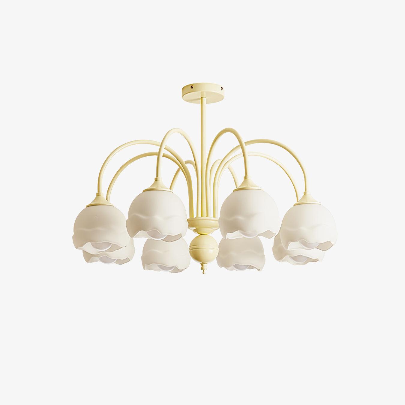 Creamy chandelier with white glass shades