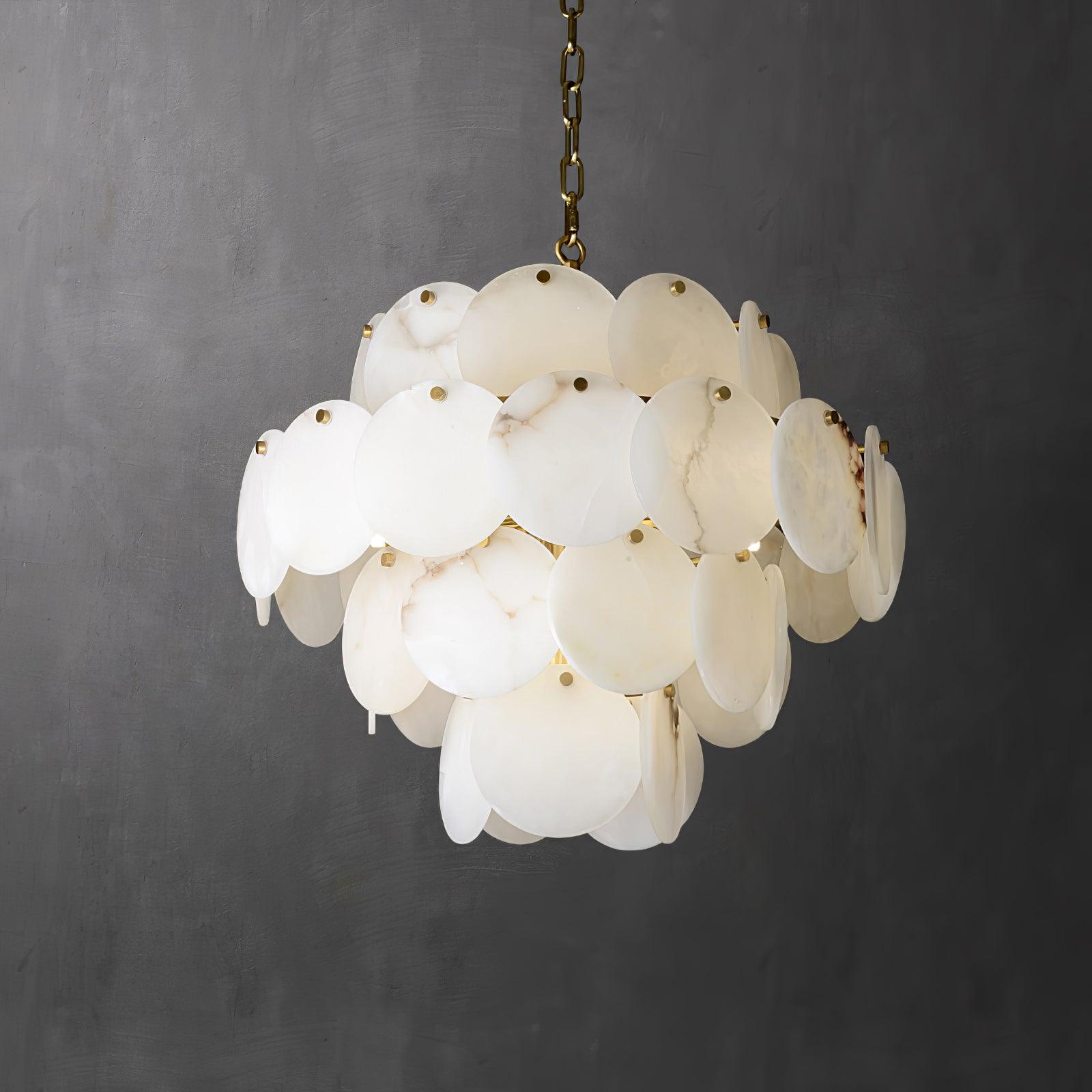 Alabaster Shell Brass Chandelier - Cueteks