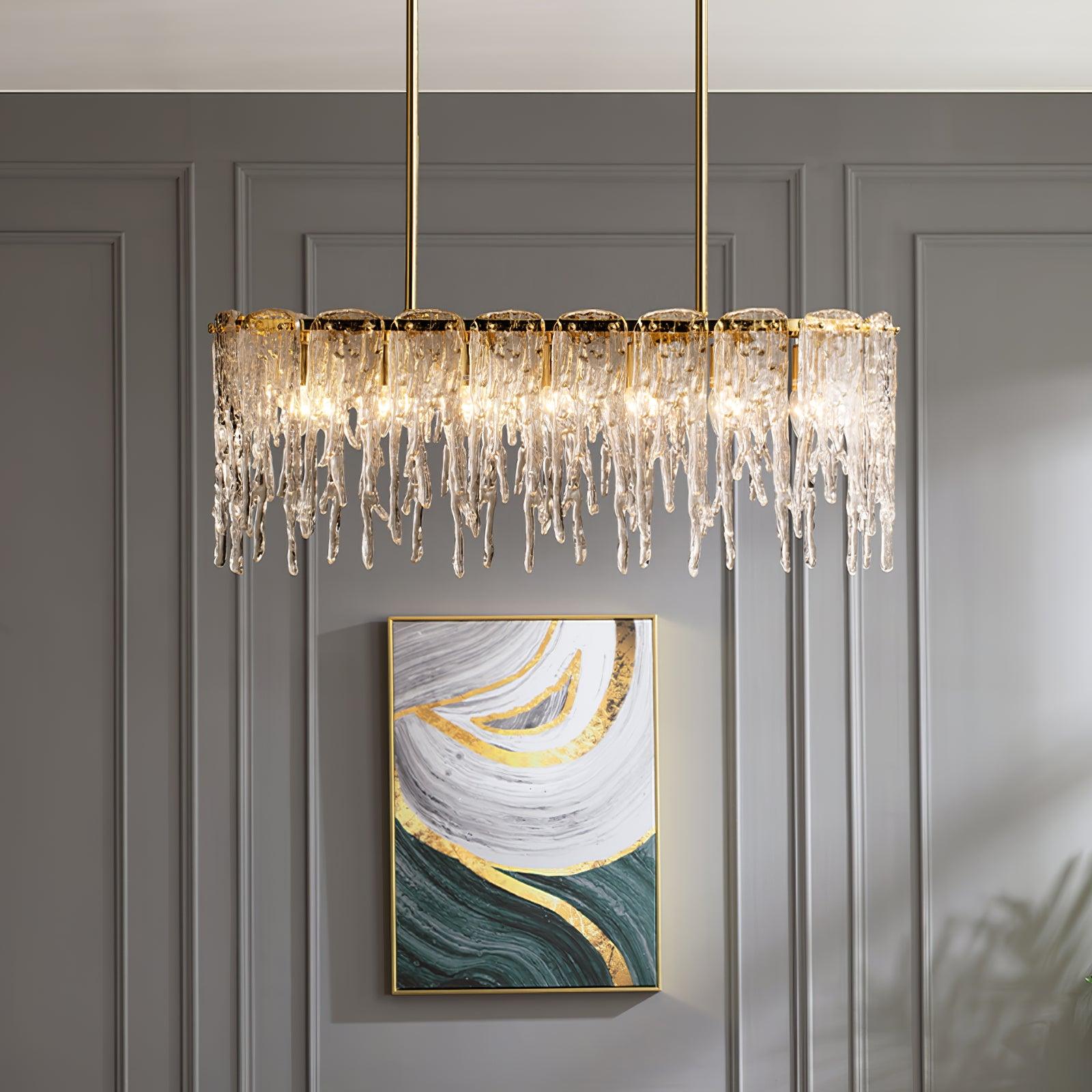 Rectangular Icicle Glass Chandelier - Cueteks
