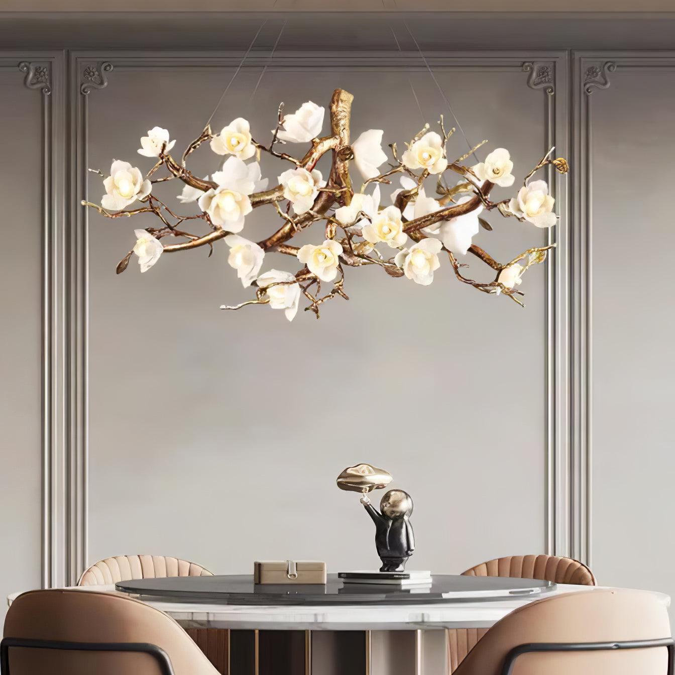 Flower Bloom Branch Brass Chandelier - Cueteks