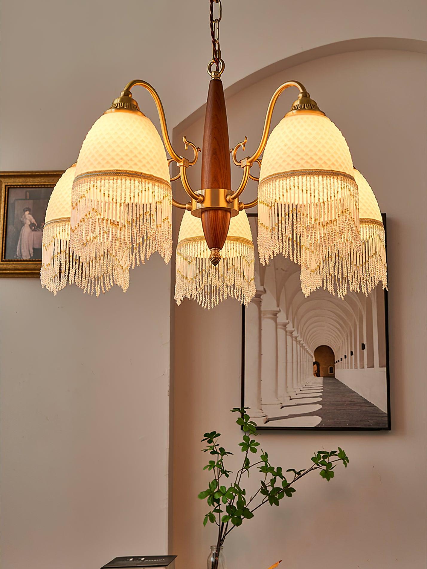 Mesh Tassel Glass Chandelier - Cueteks