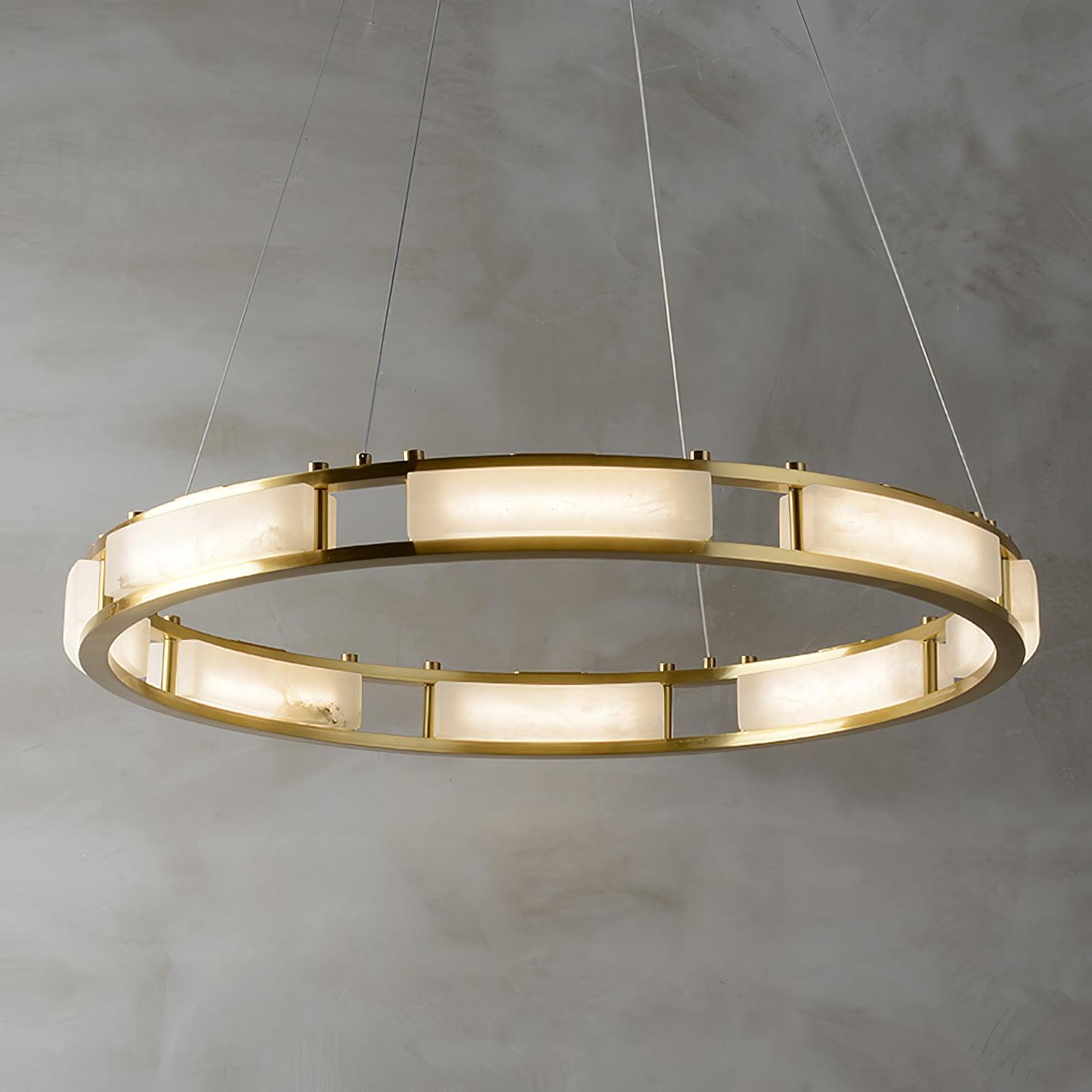 Illuminated alabaster panels around the Qatar brass ring