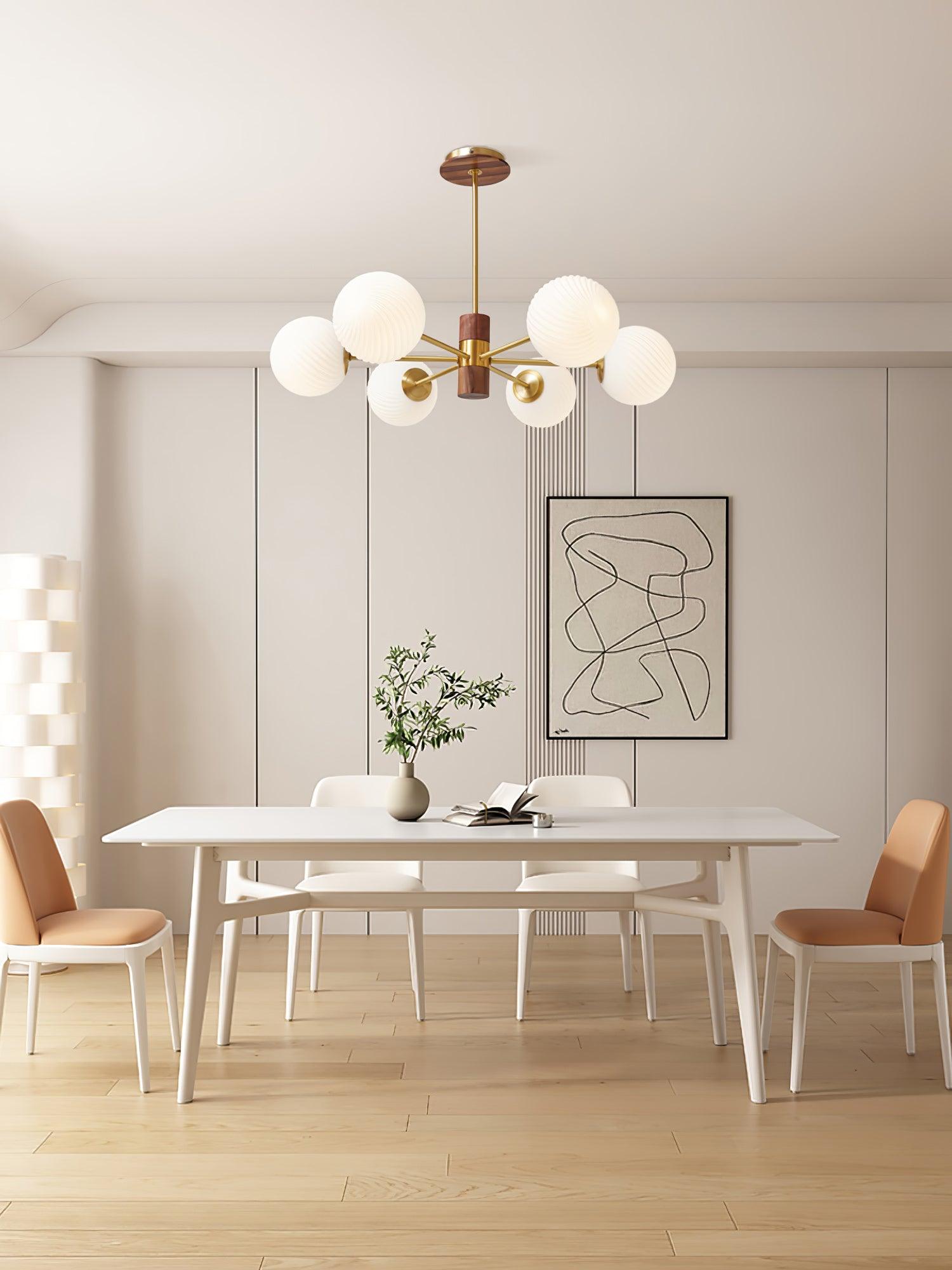 Ribbed Babble Glass Chandelier - Cueteks