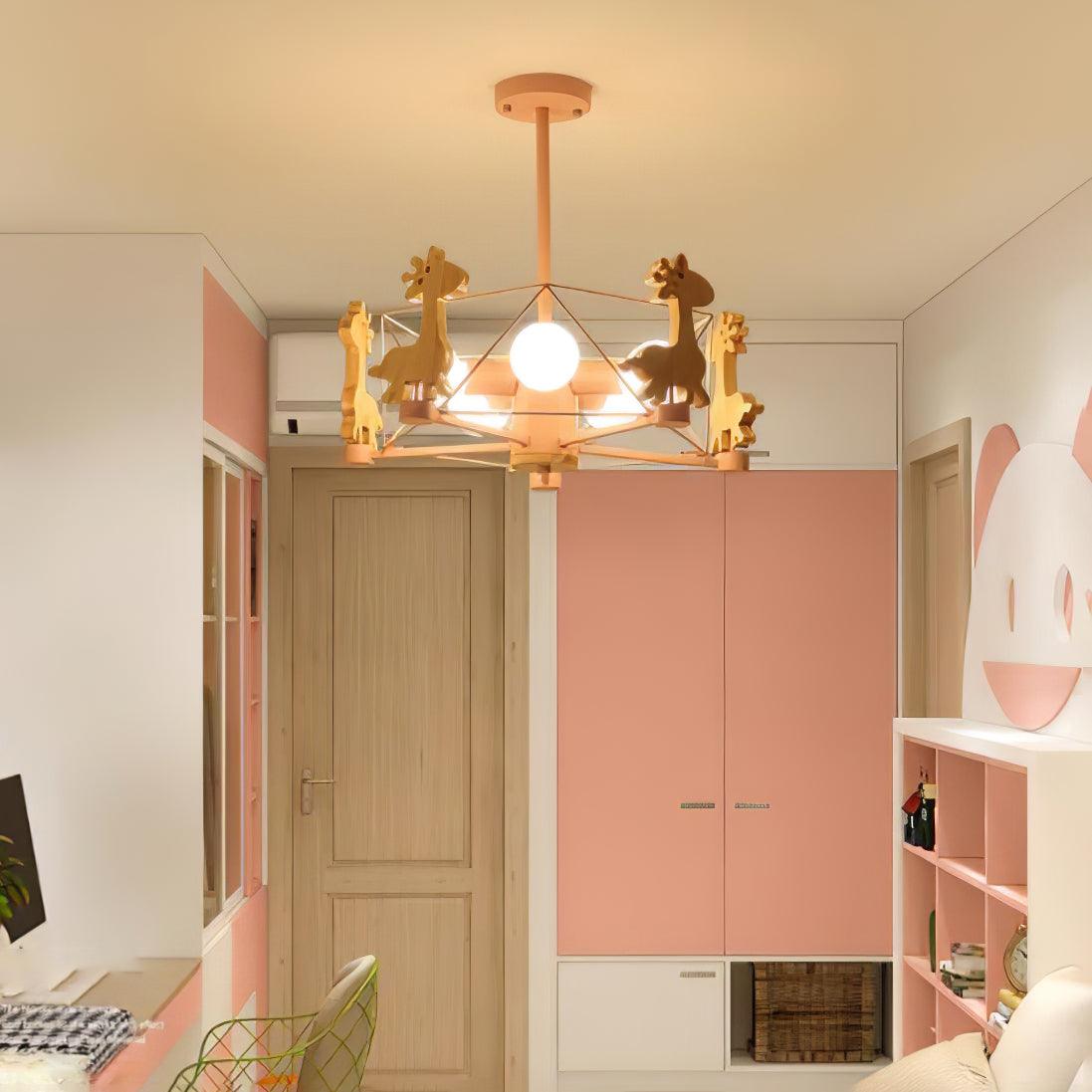 Lovely Deer Wooden Chandelier - Cueteks
