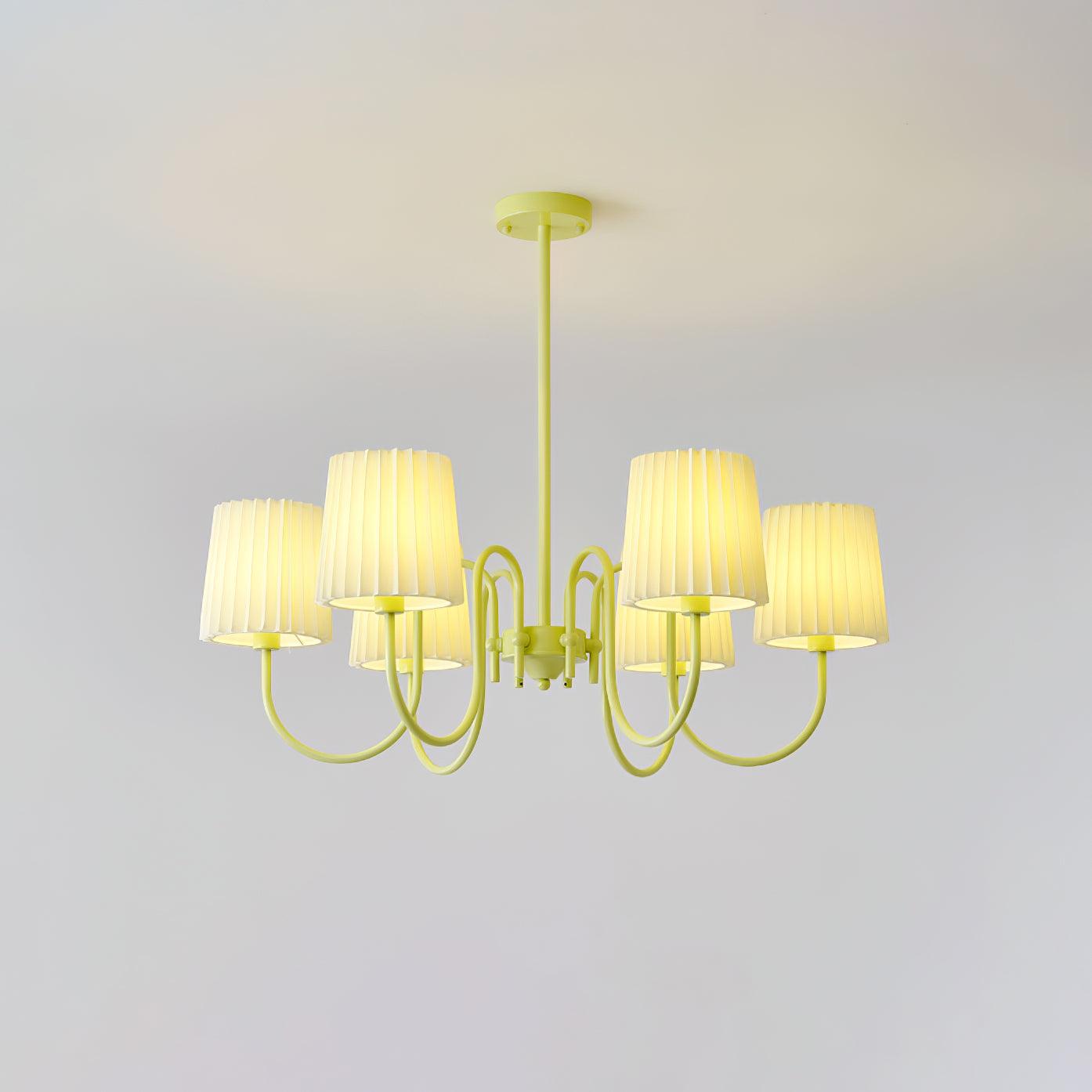 Pleated Fabric Matcha Chandelier - Cueteks