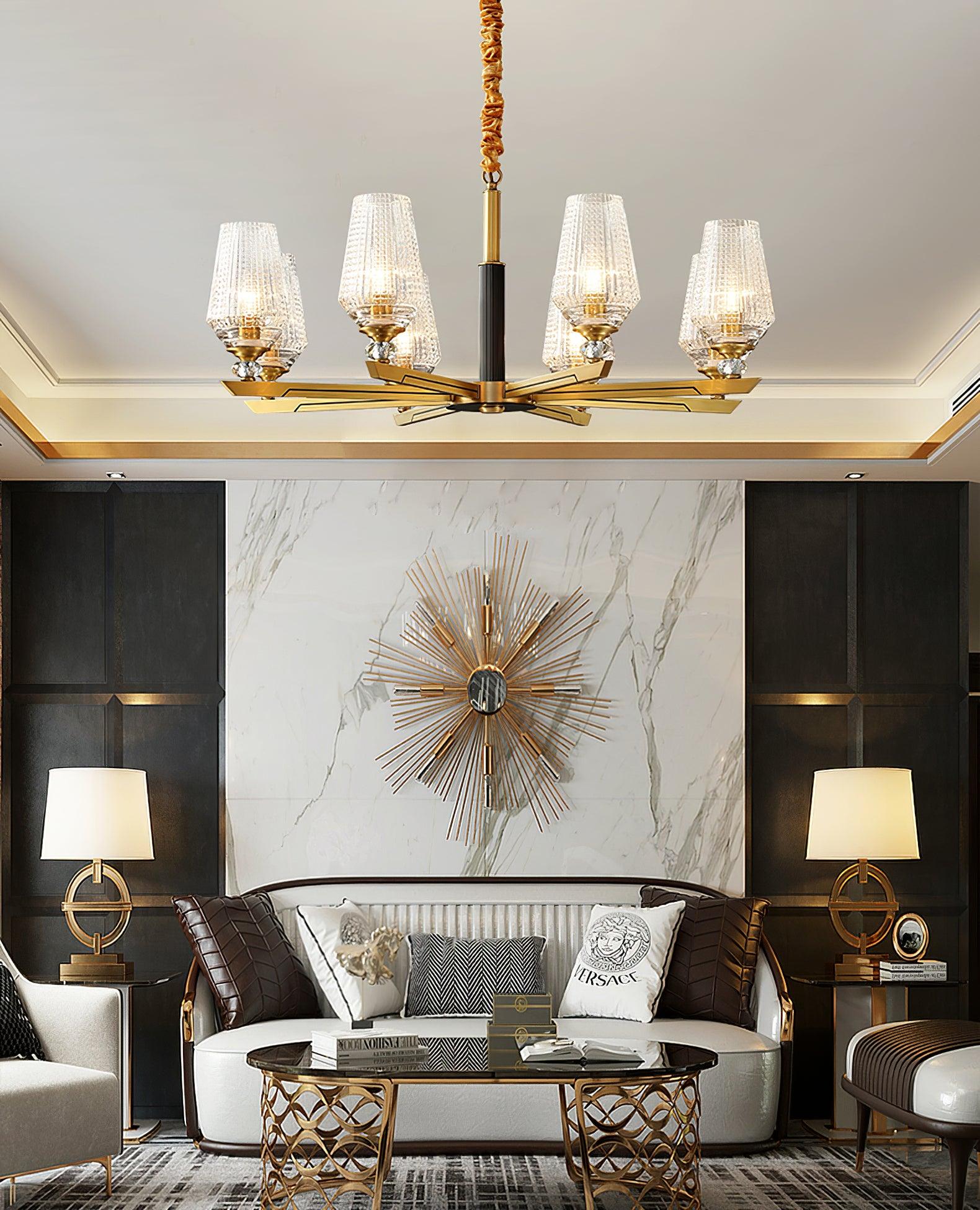 Orrefors Brass Chandelier - Cueteks