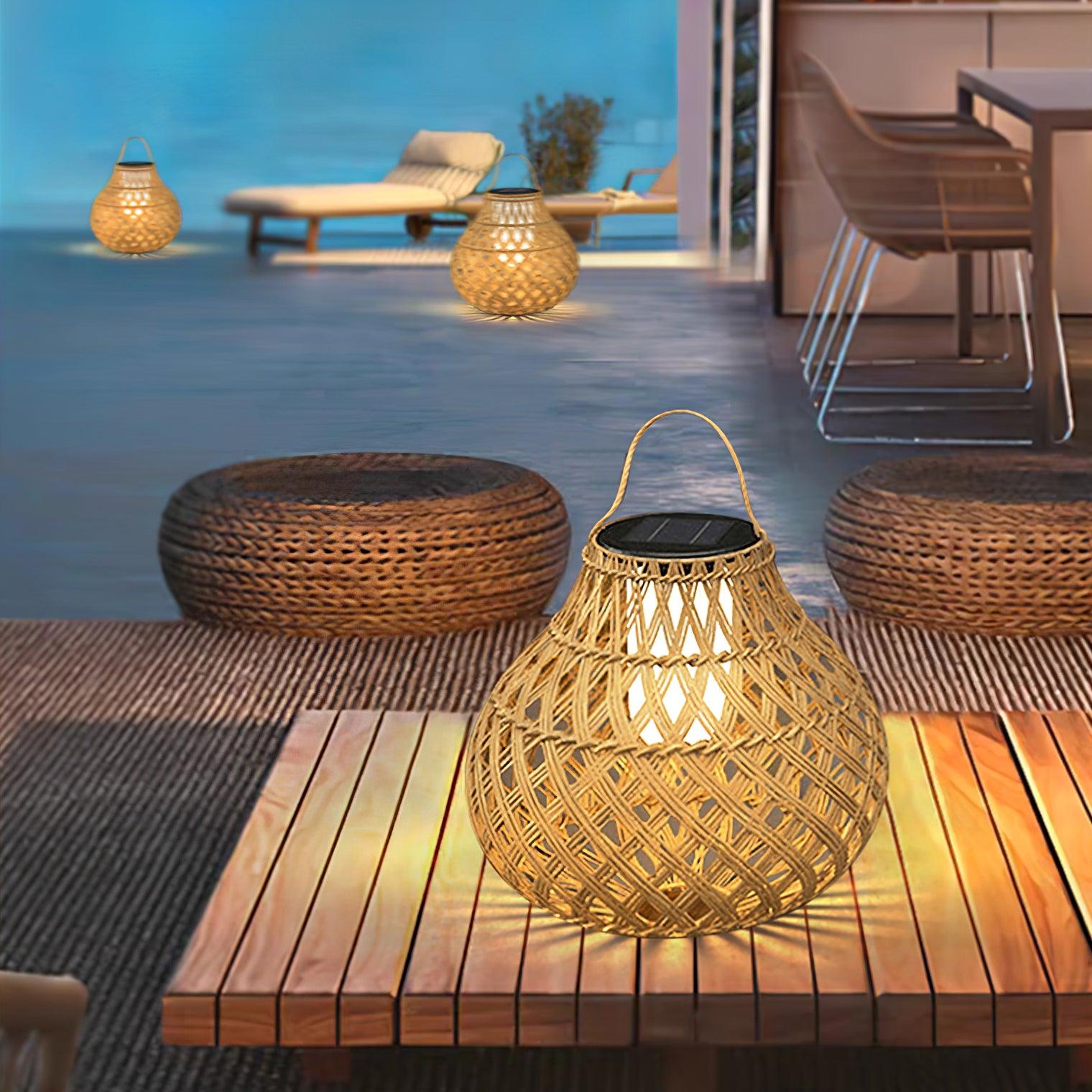 Woven Sphere Solar Lantern Outdoor Lamp - Cueteks