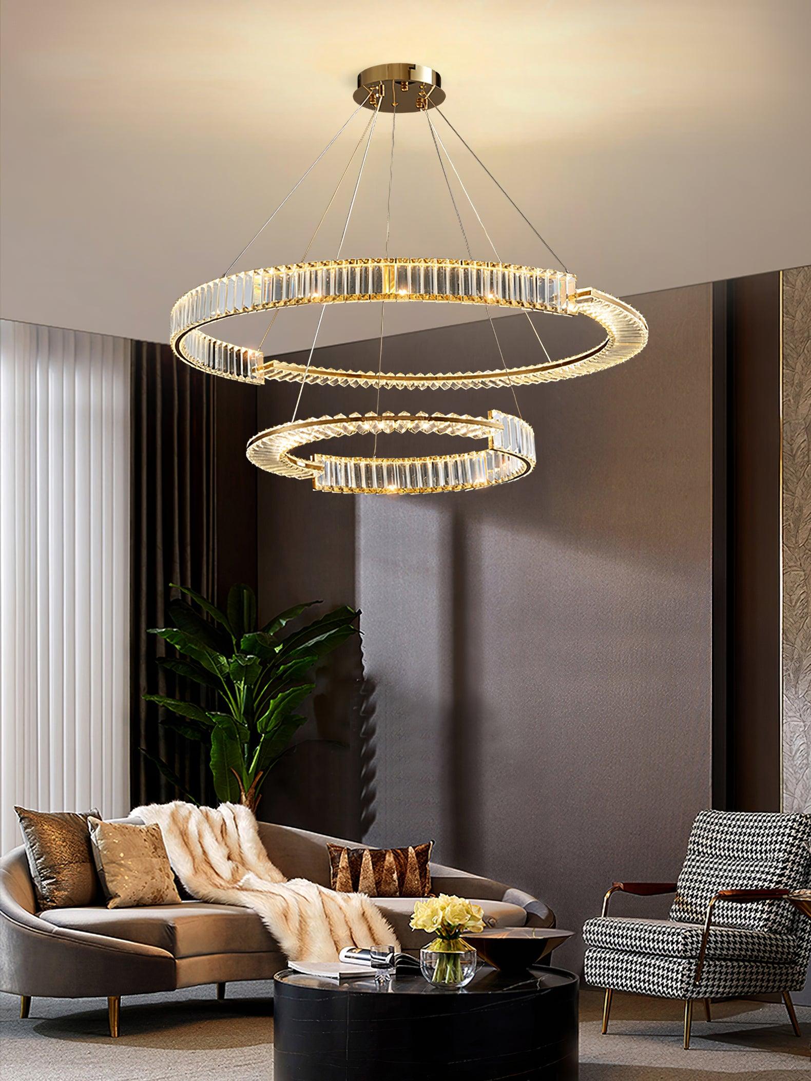 Gallery arrangement showing two crystal ring forms at different heights