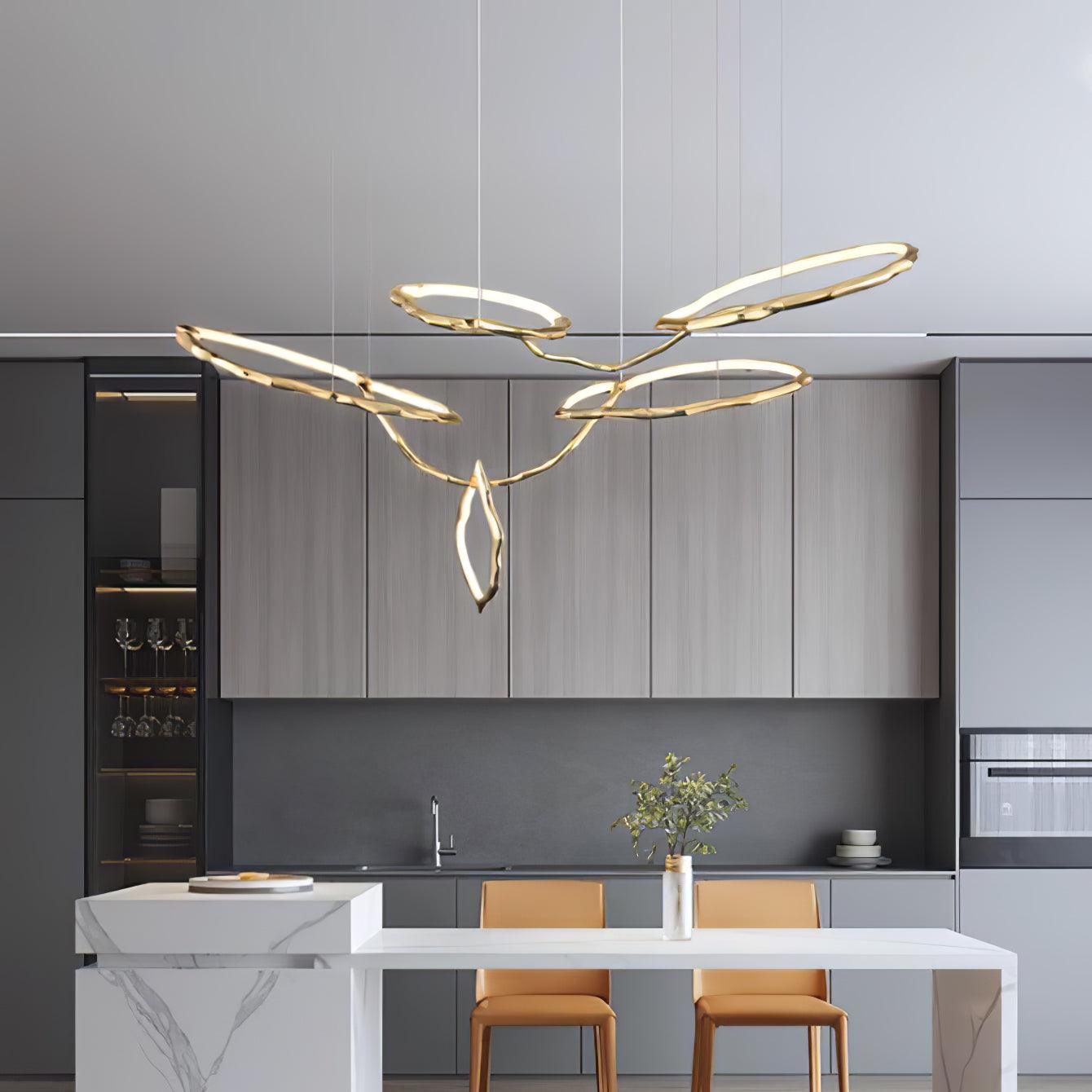 Cloud Rings Series Brass Chandelier - Cueteks