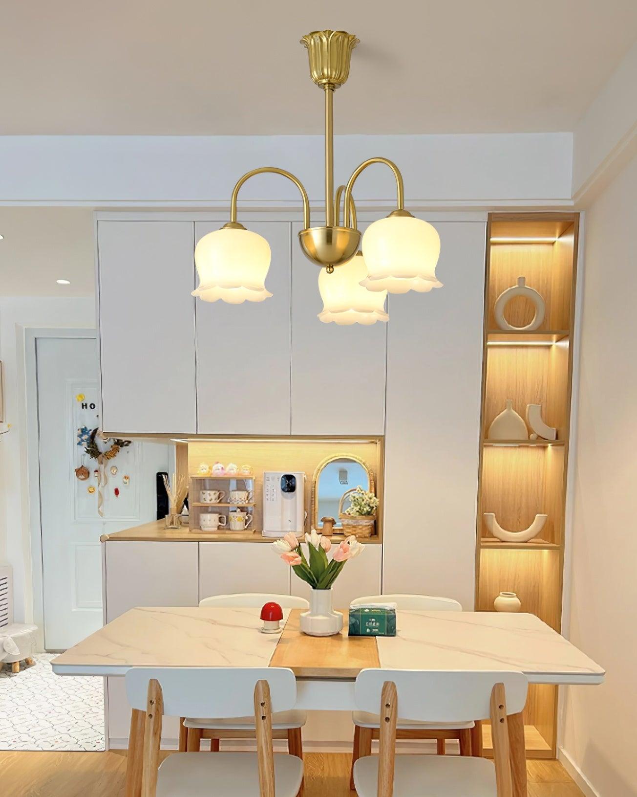 Orchids Brass Chandelier - Cueteks