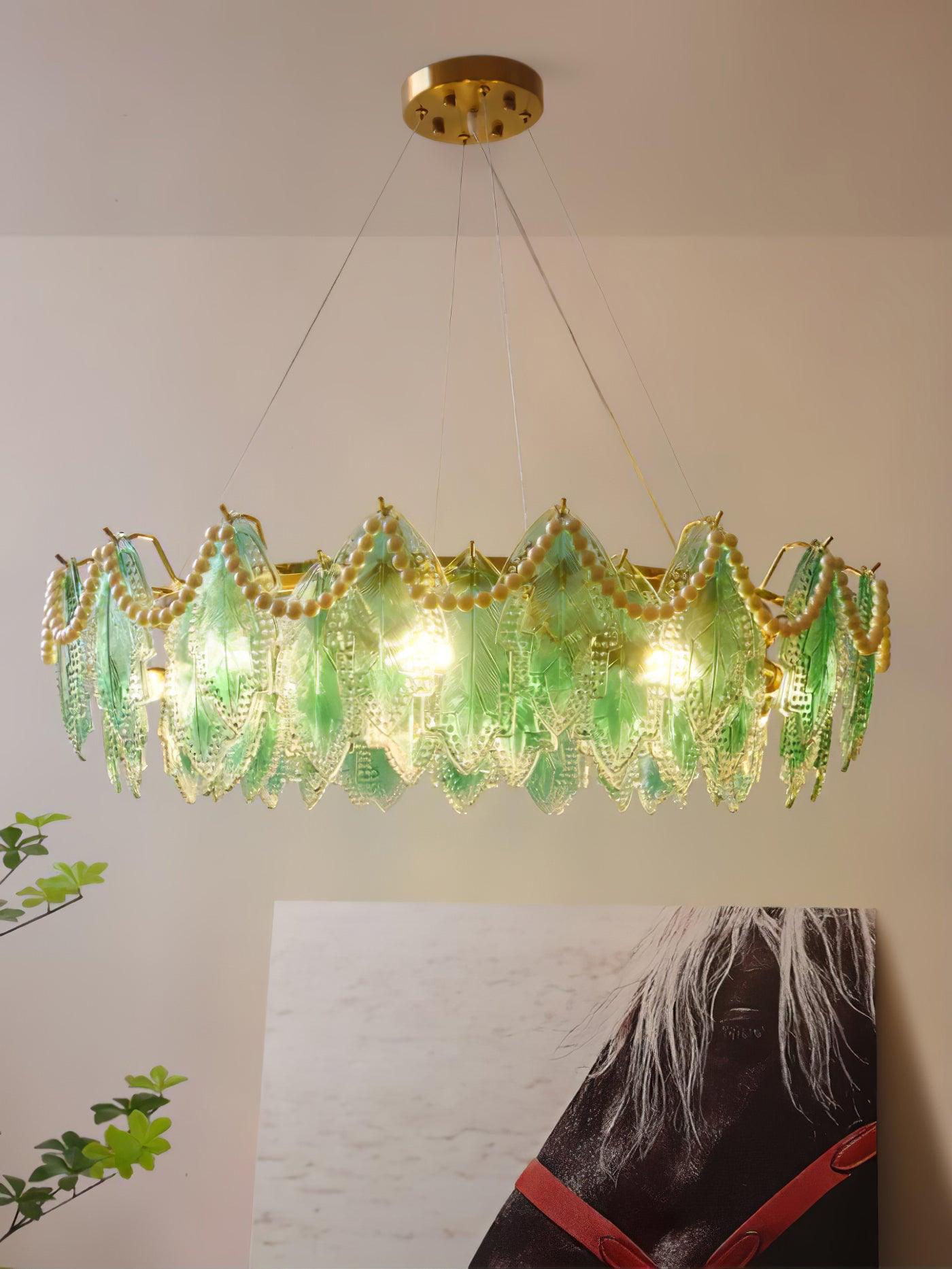 Maple Leaf Glass Chandelier - Cueteks