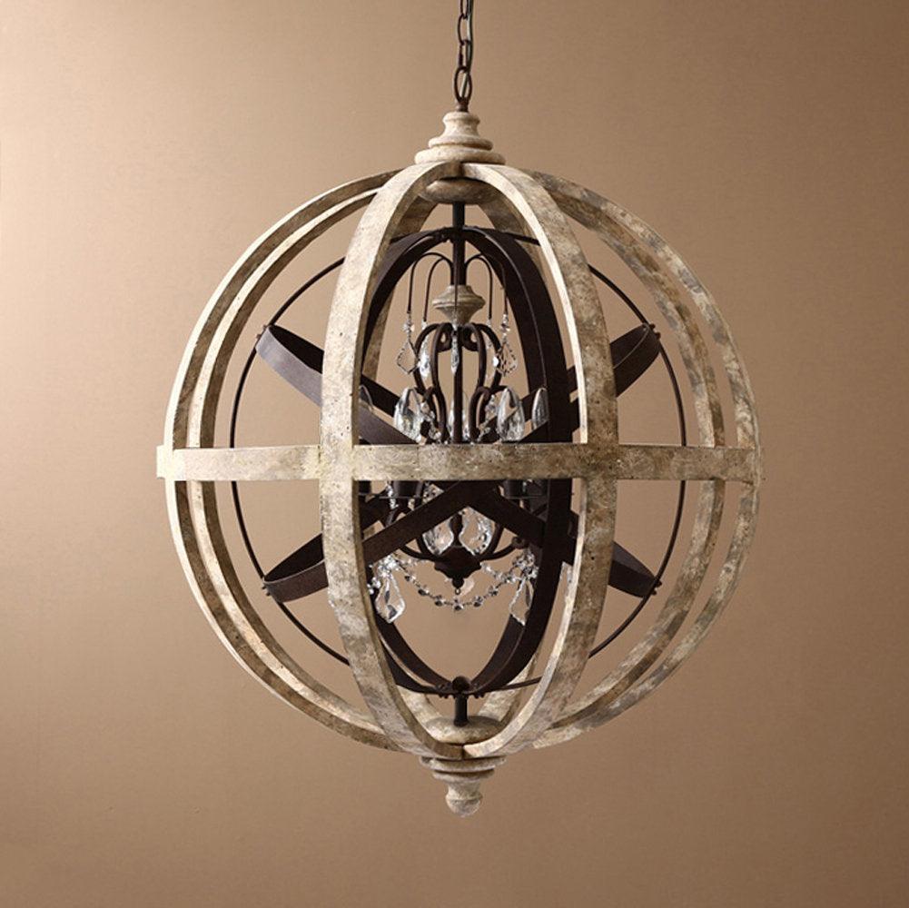 Retro Globe Weathered Chandelier - Cueteks