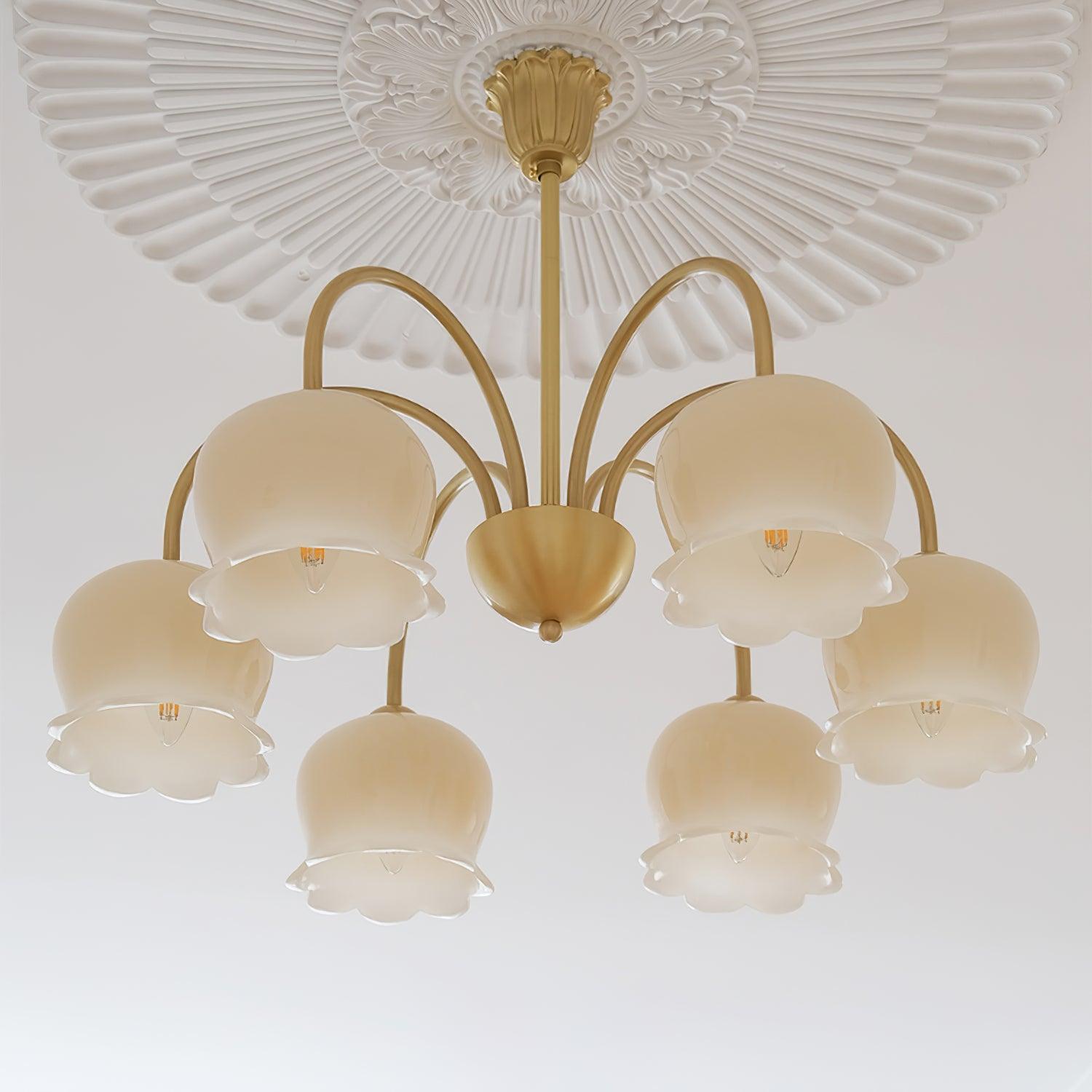 Orchids Brass Chandelier - Cueteks