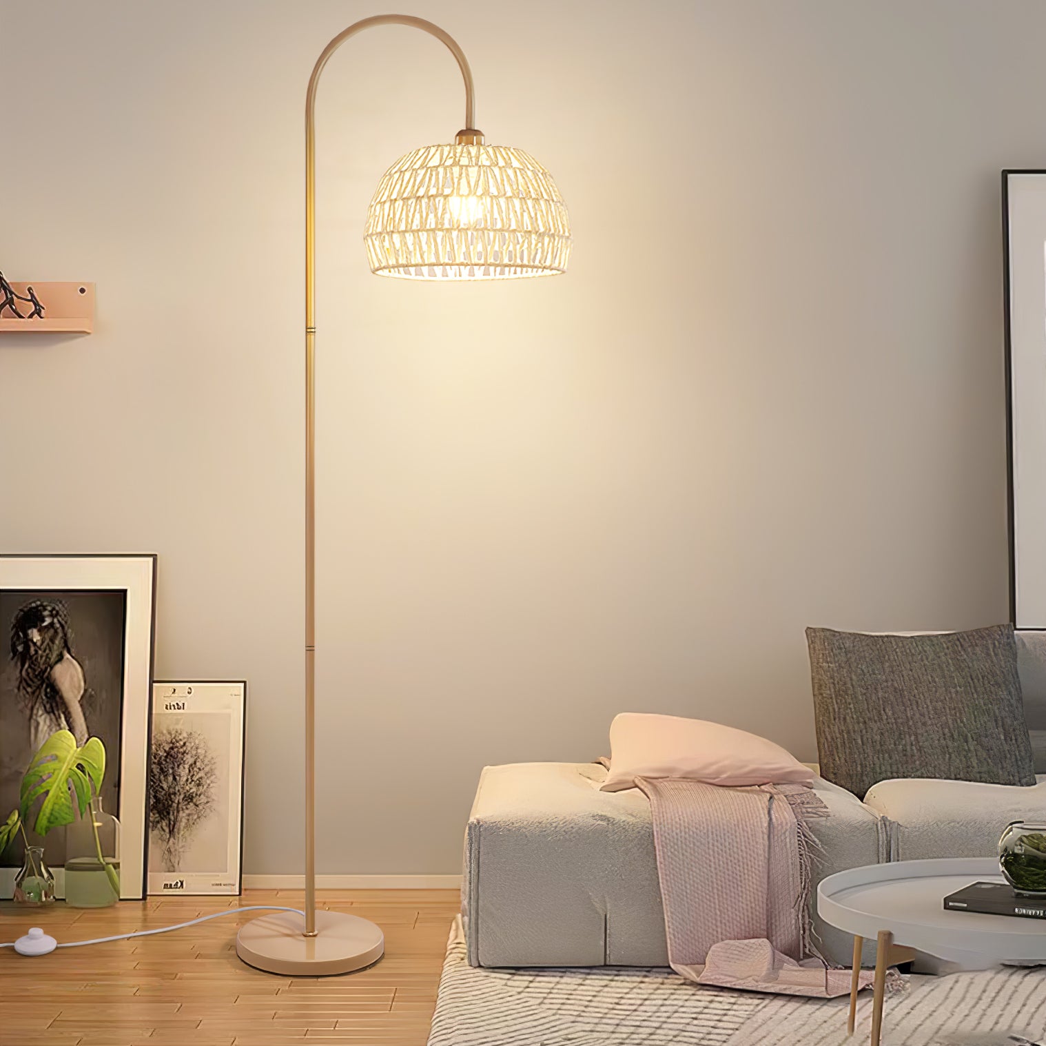 Rattan Arch Floor Lamp - Cueteks