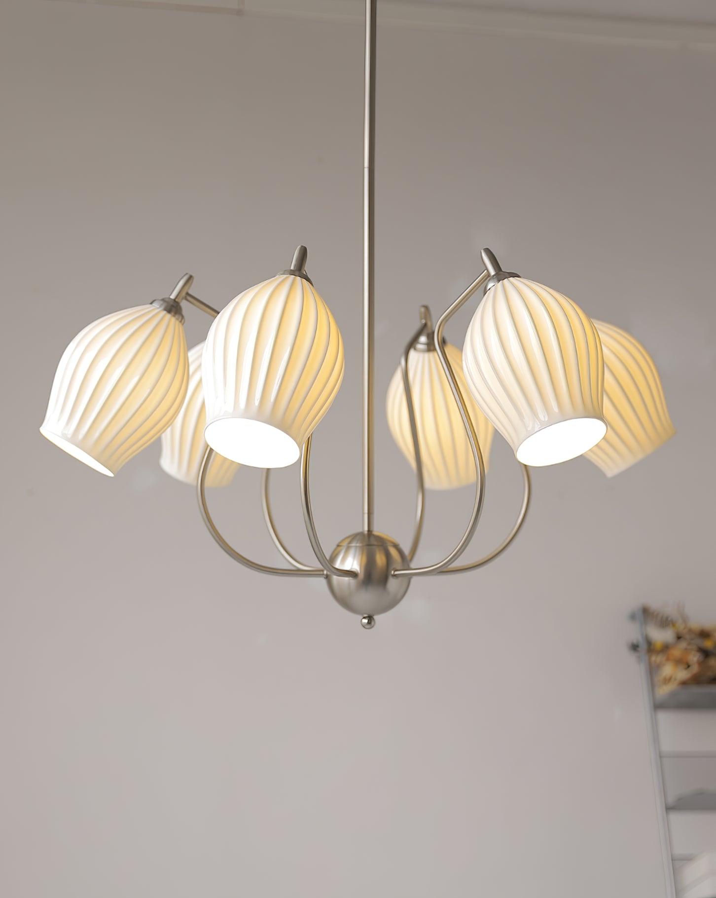 Ceramic Ribbed Chandelier - Cueteks