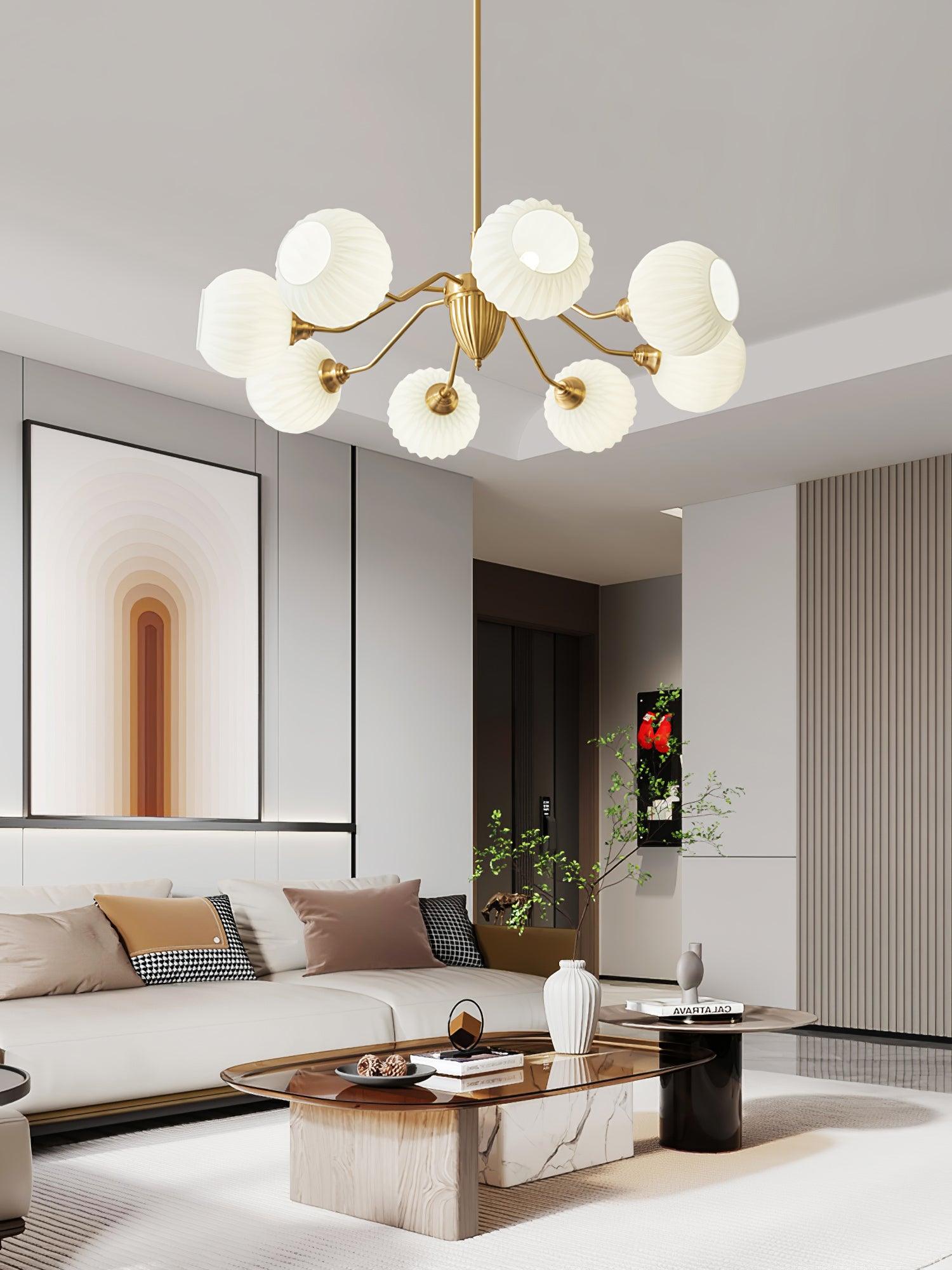 Ribbed Glass Ball Chandelier - Cueteks