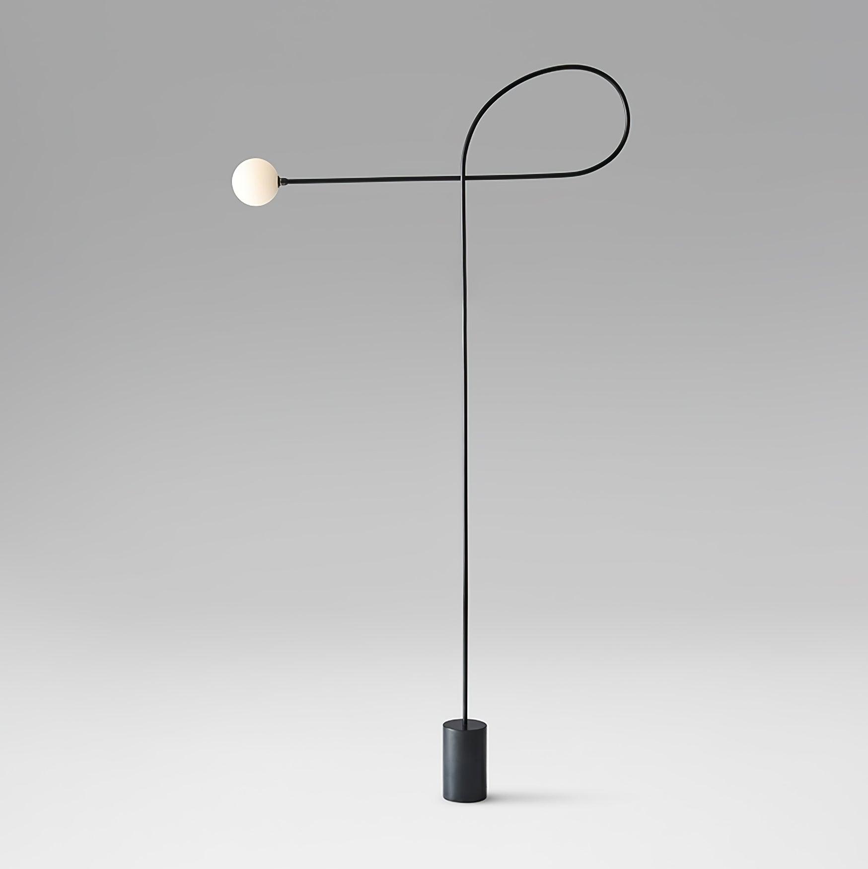 Isolated lit Arcane Orb with a white globe, black looped stem and horizontal arm above a black cylindrical base