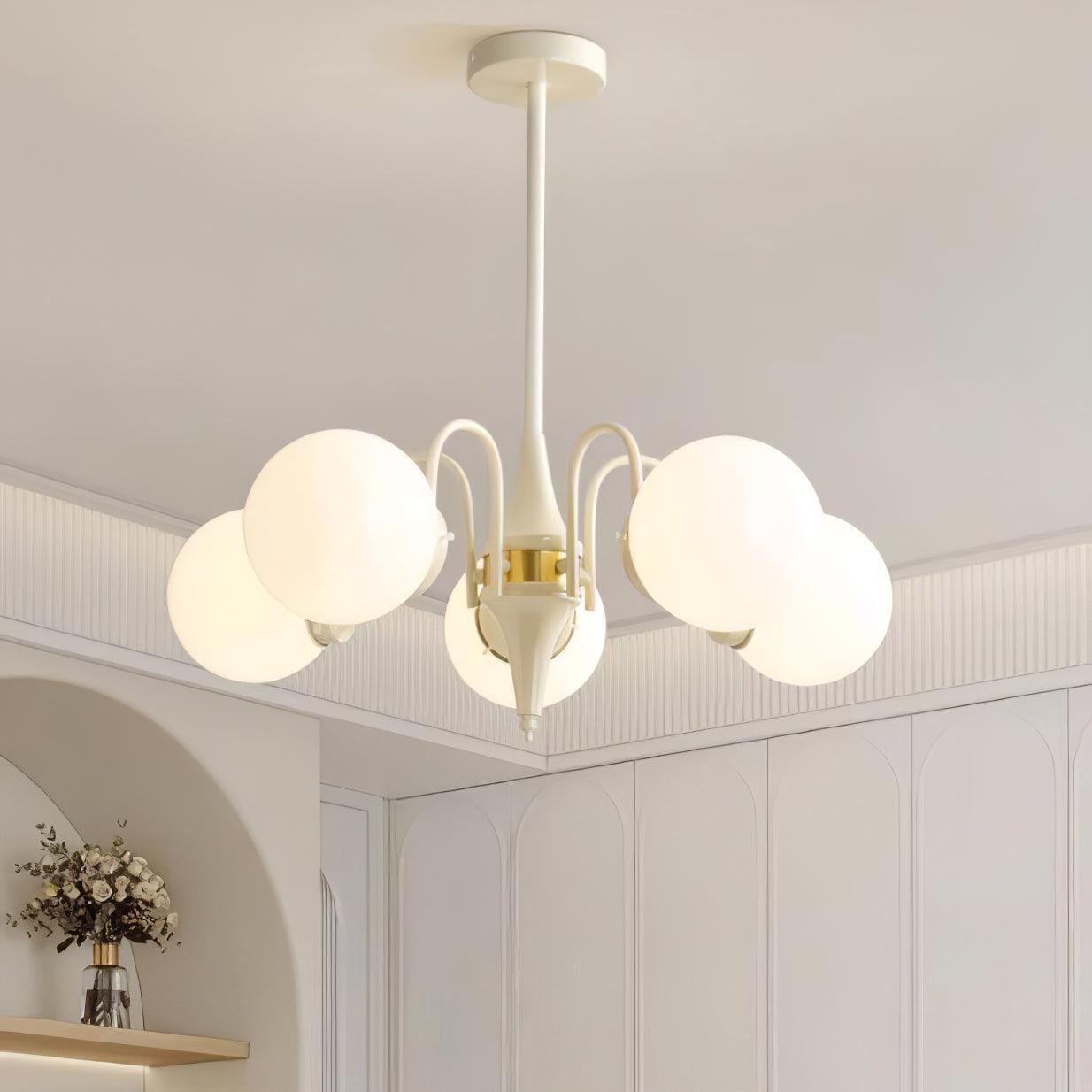 Cream Glass Ball Chandelier - Cueteks
