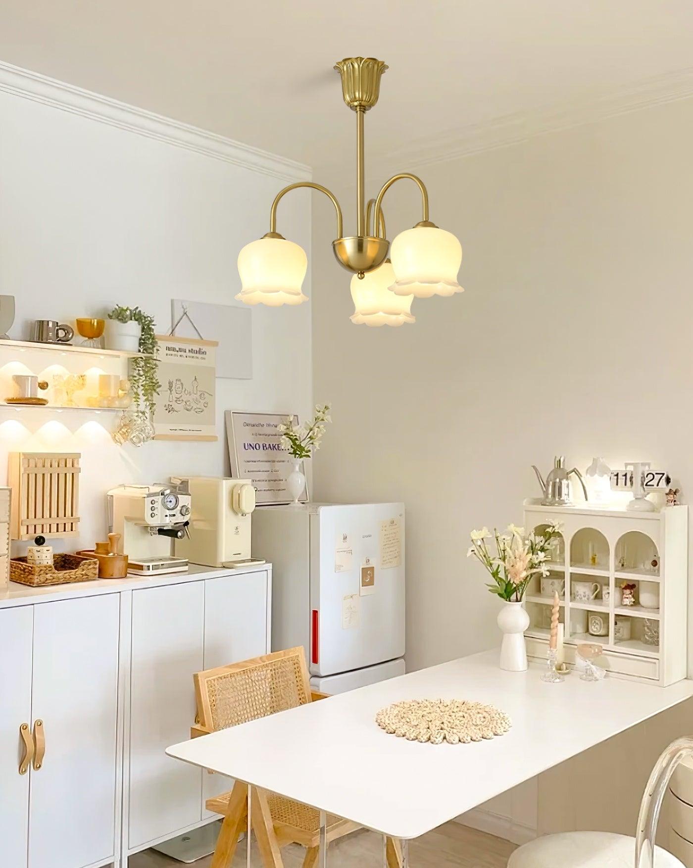 Orchids Brass Chandelier - Cueteks