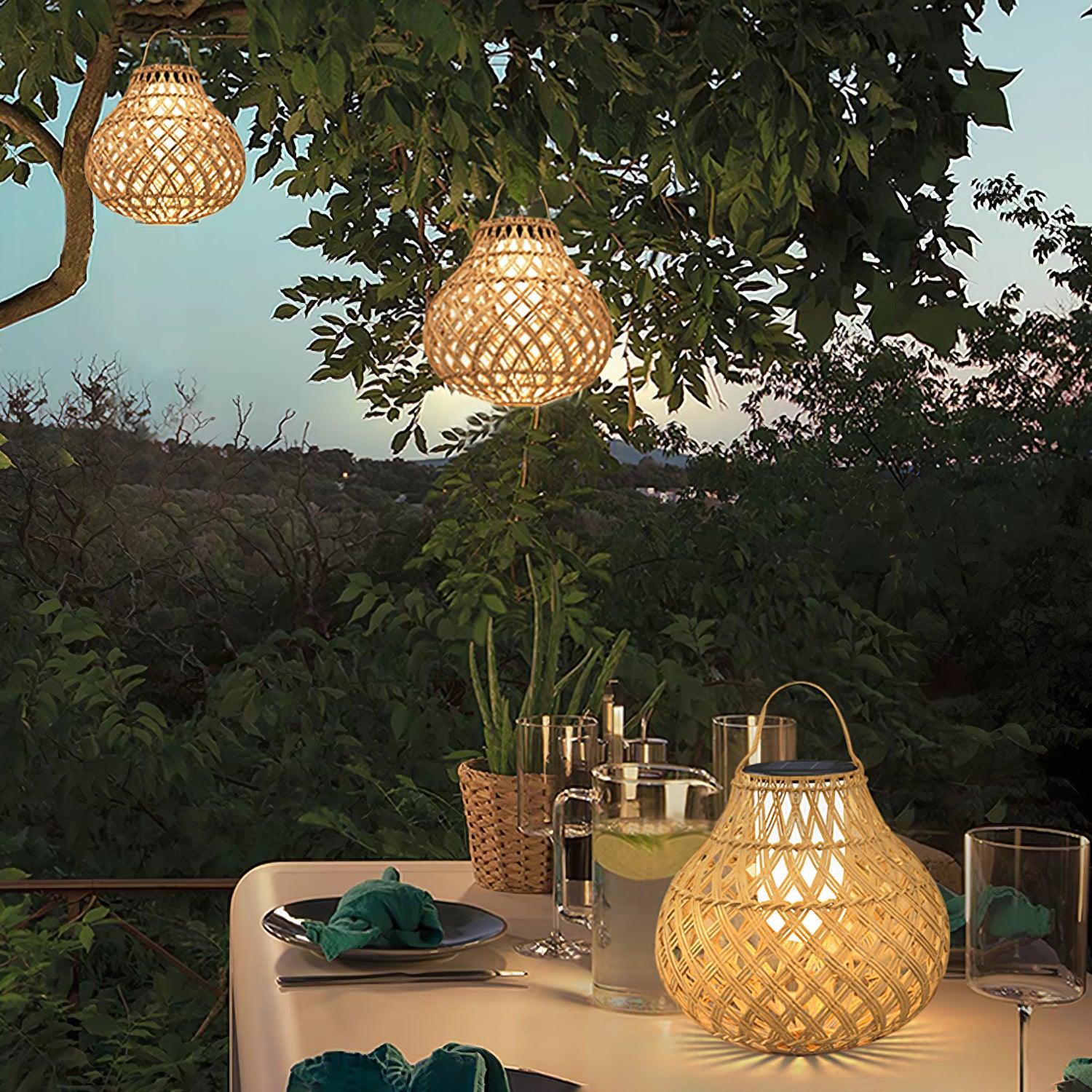 Woven Sphere Solar Lantern Outdoor Lamp - Cueteks
