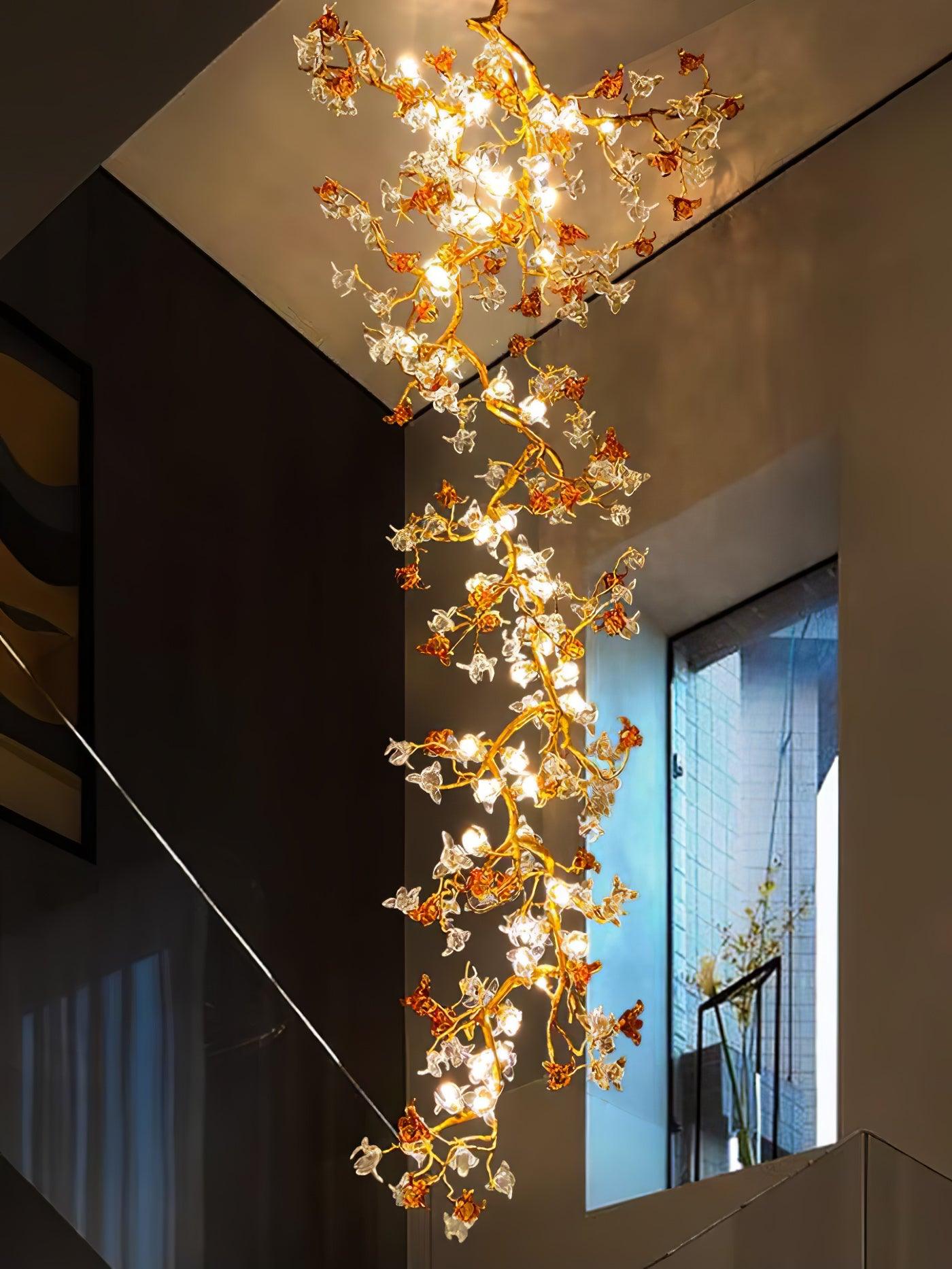 Brass Maple Branch Chandelier - Cueteks