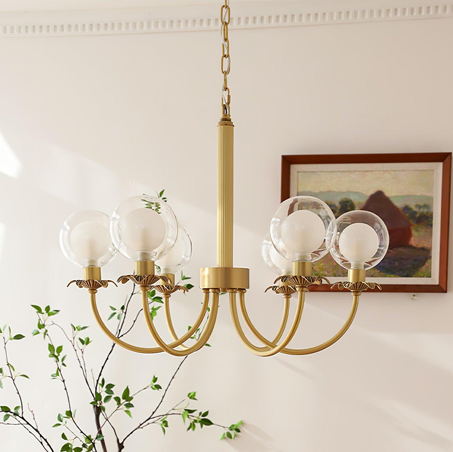 Aureate Radiance Glass Chandelier - Cueteks