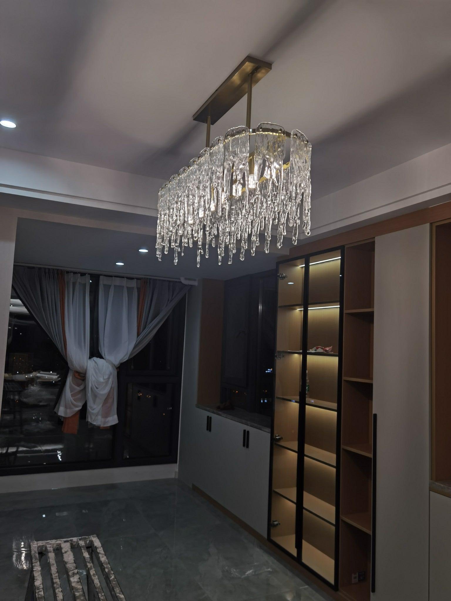 Rectangular Icicle Glass Chandelier - Cueteks