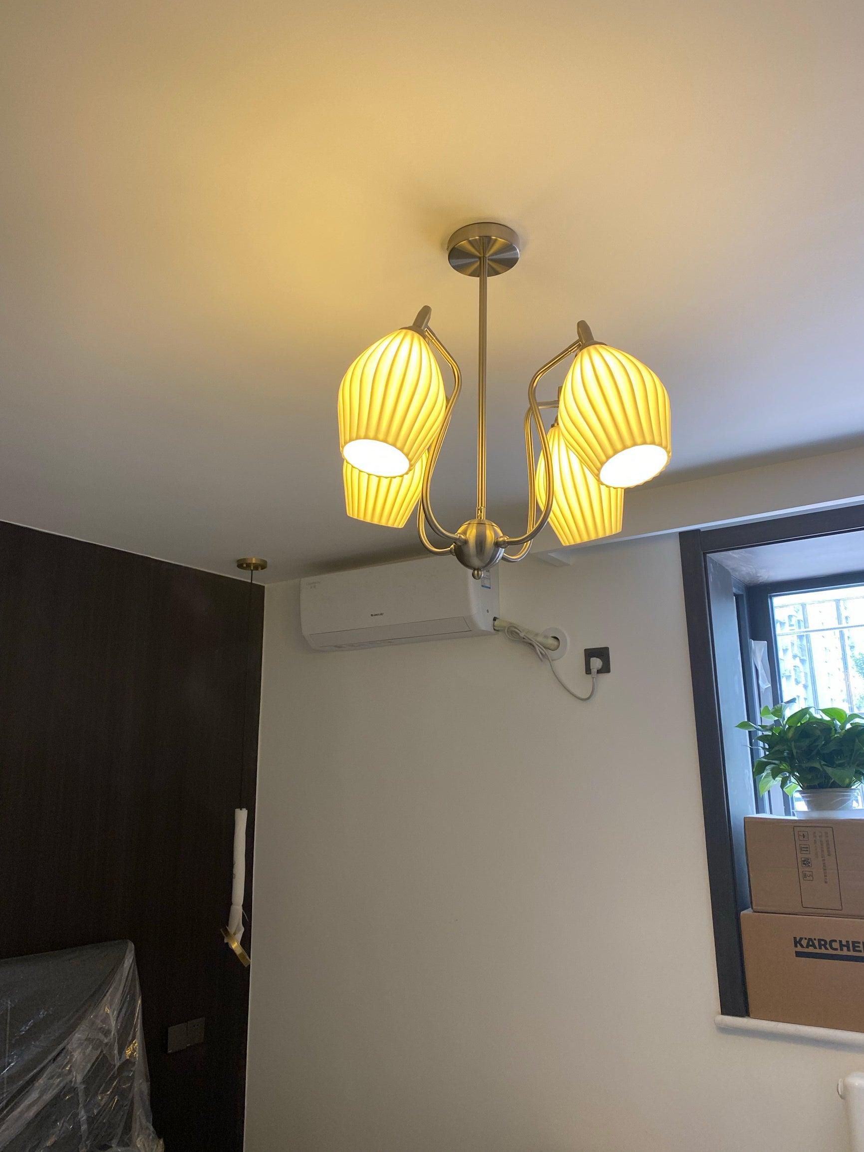 Ceramic Ribbed Chandelier - Cueteks