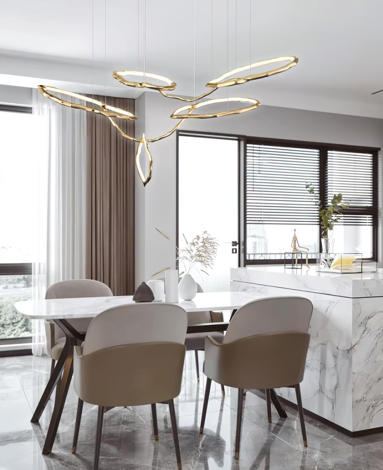 Cloud Rings Series Brass Chandelier - Cueteks