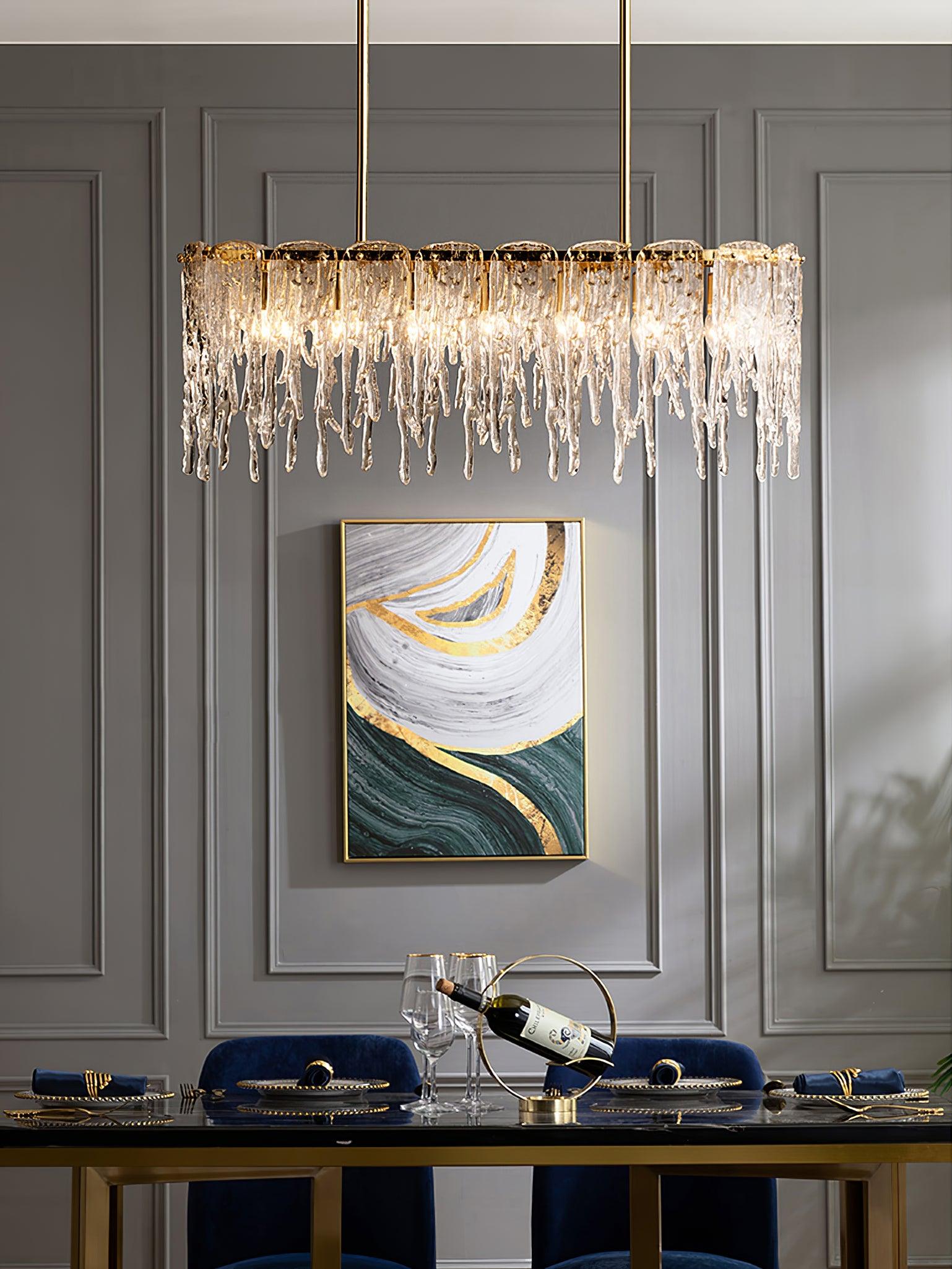 Rectangular Icicle Glass Chandelier - Cueteks