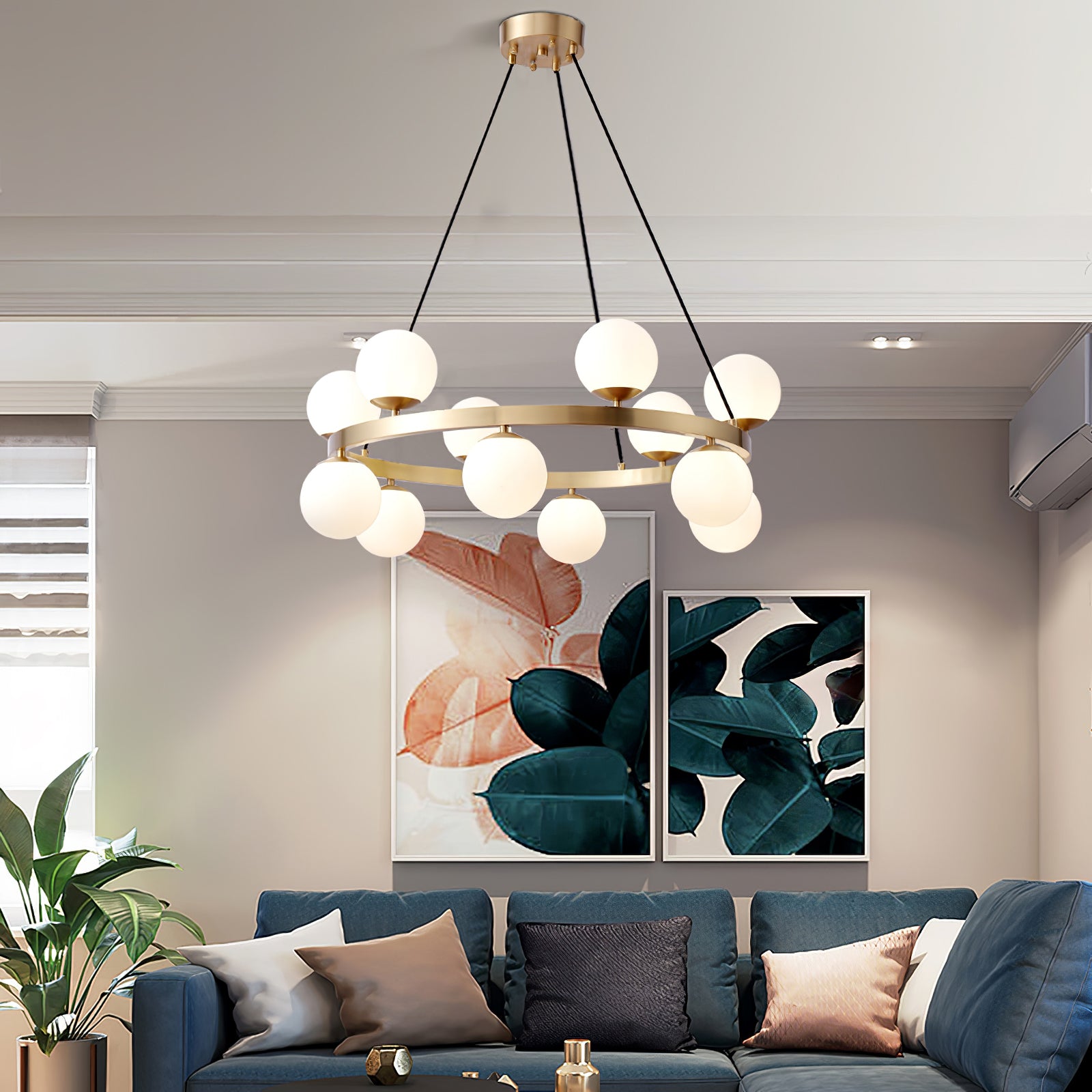 Bubbles Brass Ring Chandelier - Cueteks
