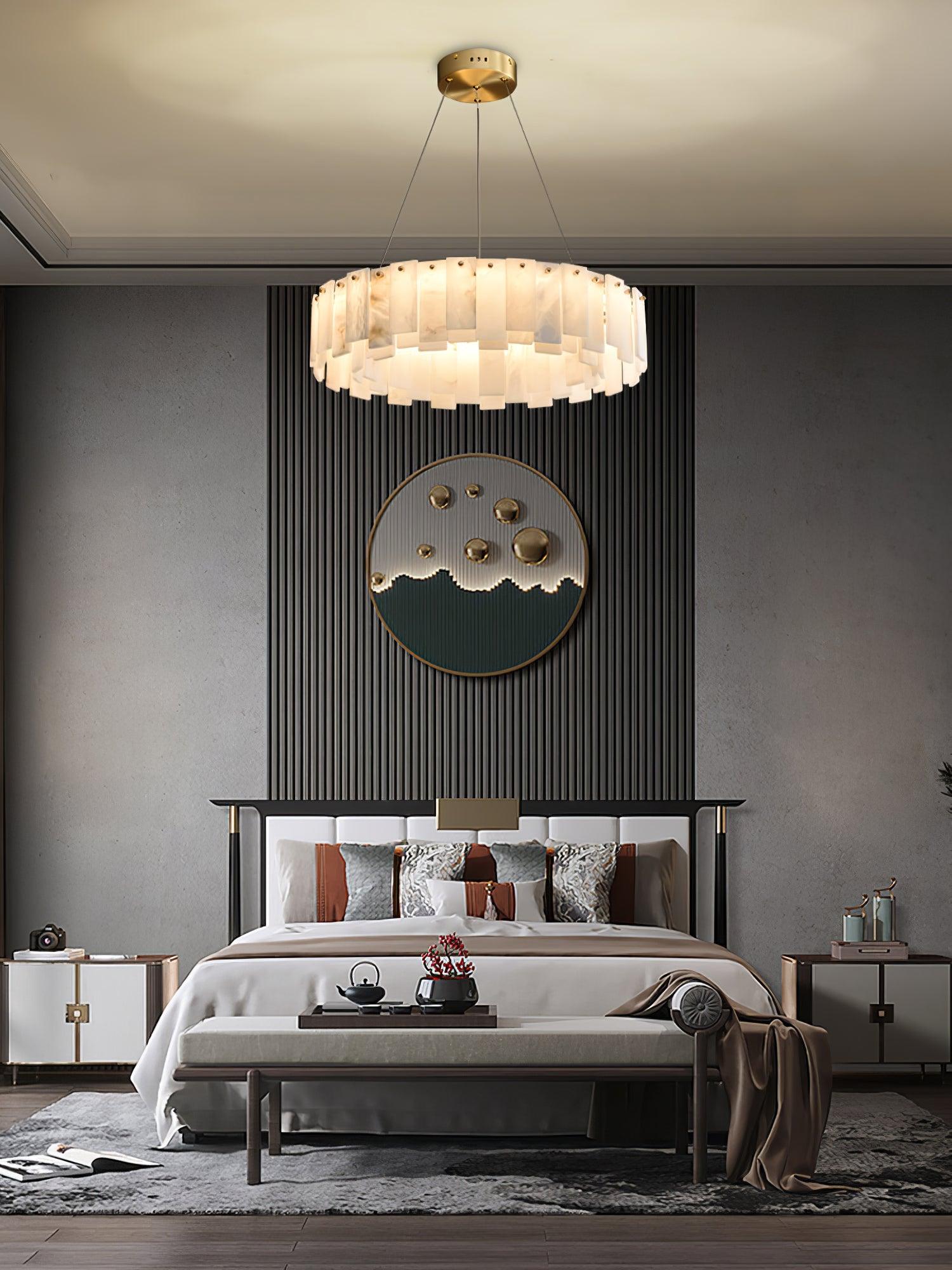 Celestial Alabaster Round Chandelier - Cueteks