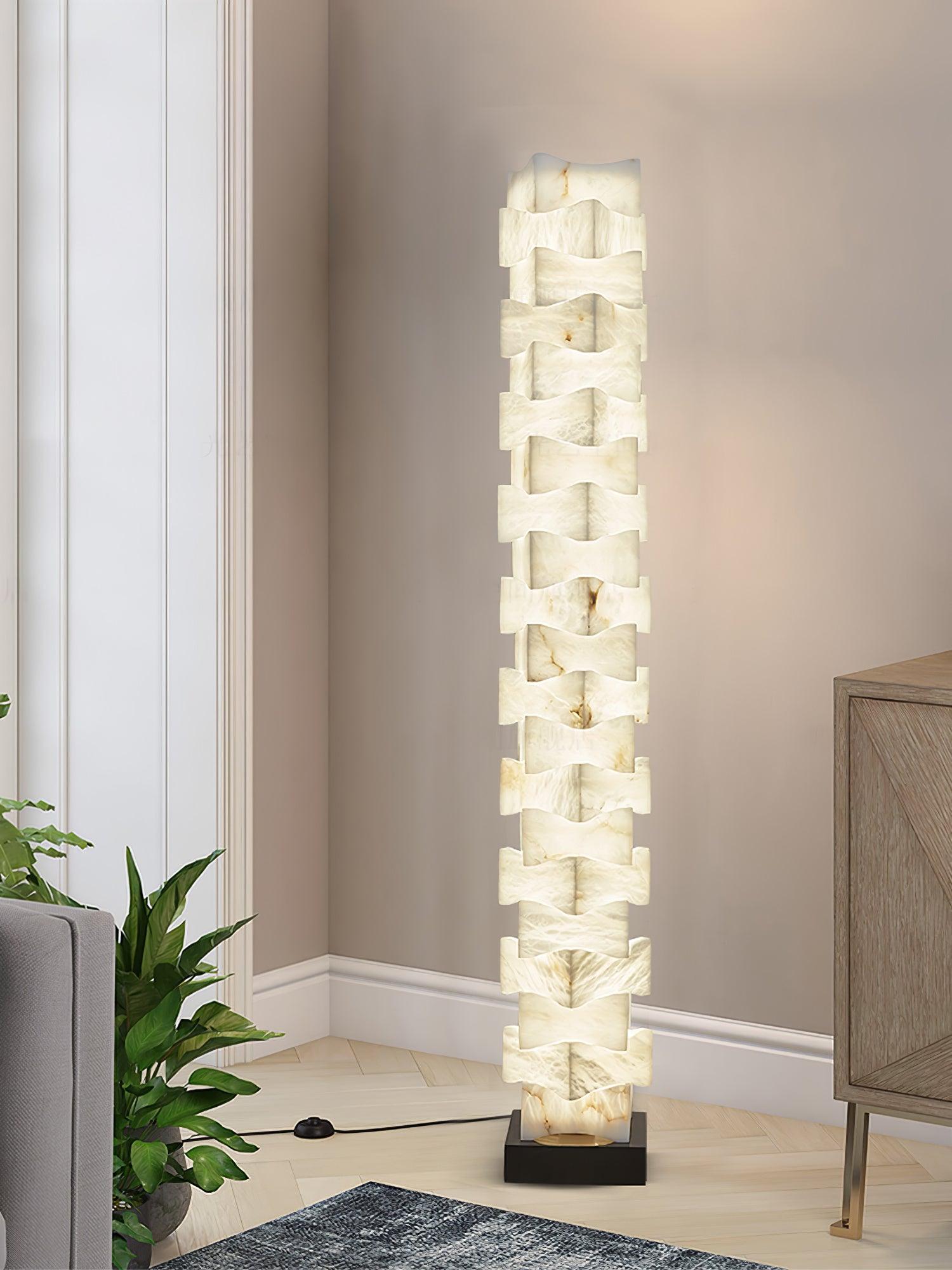 Stacked Alabaster Squares Floor Lamp - Cueteks