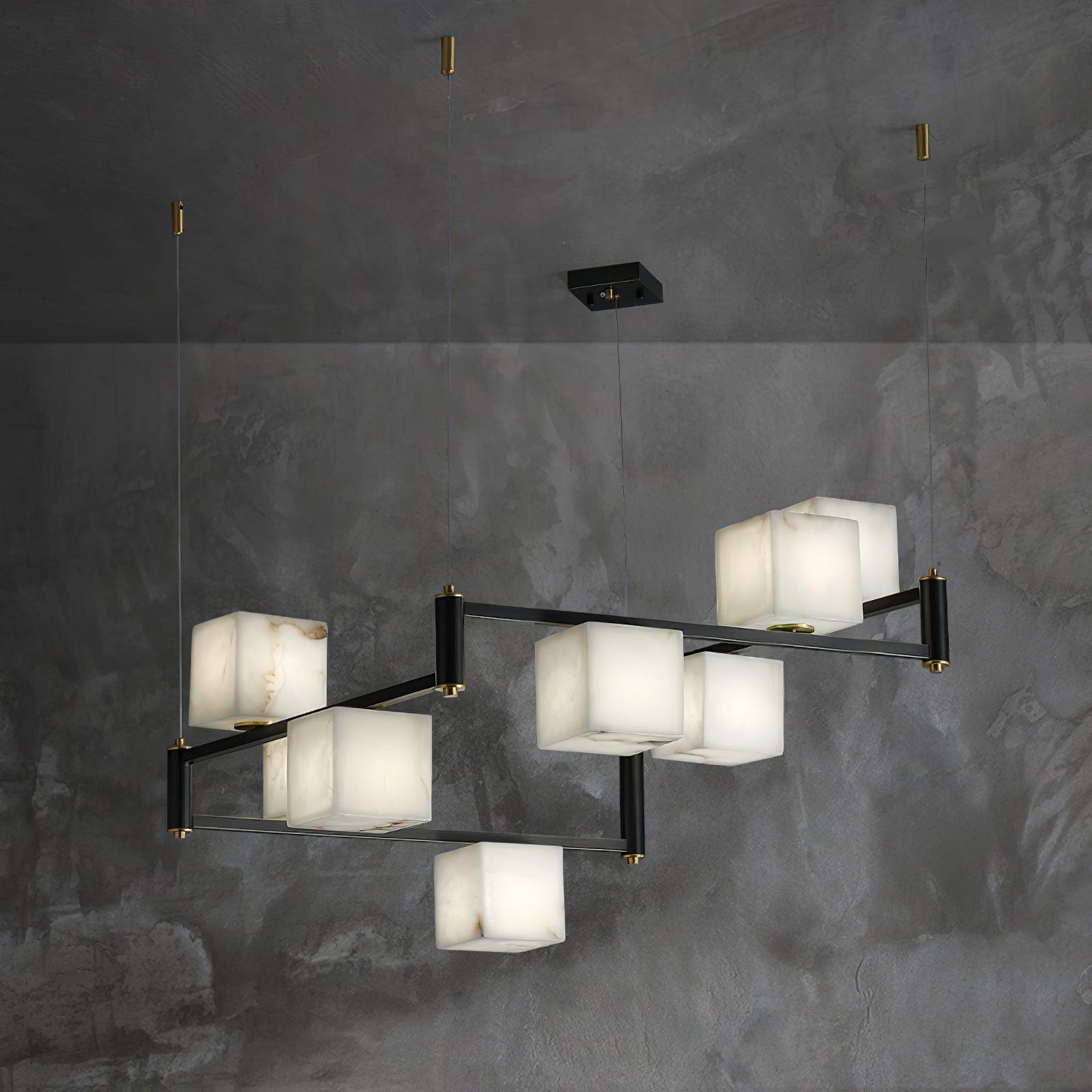 Alabaster Square Box Chandelier - Cueteks