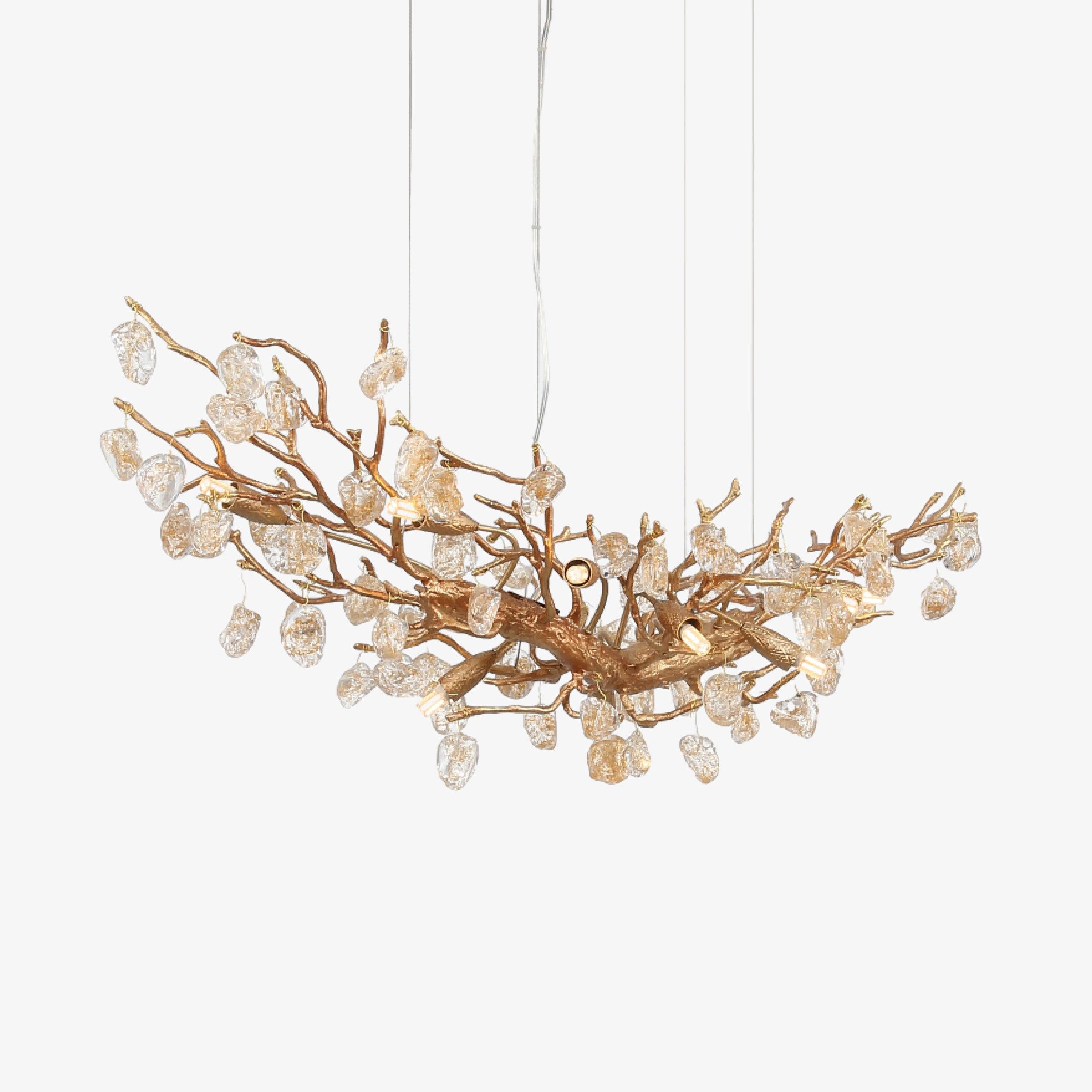 Stone Crystal Brass Chandelier - Cueteks