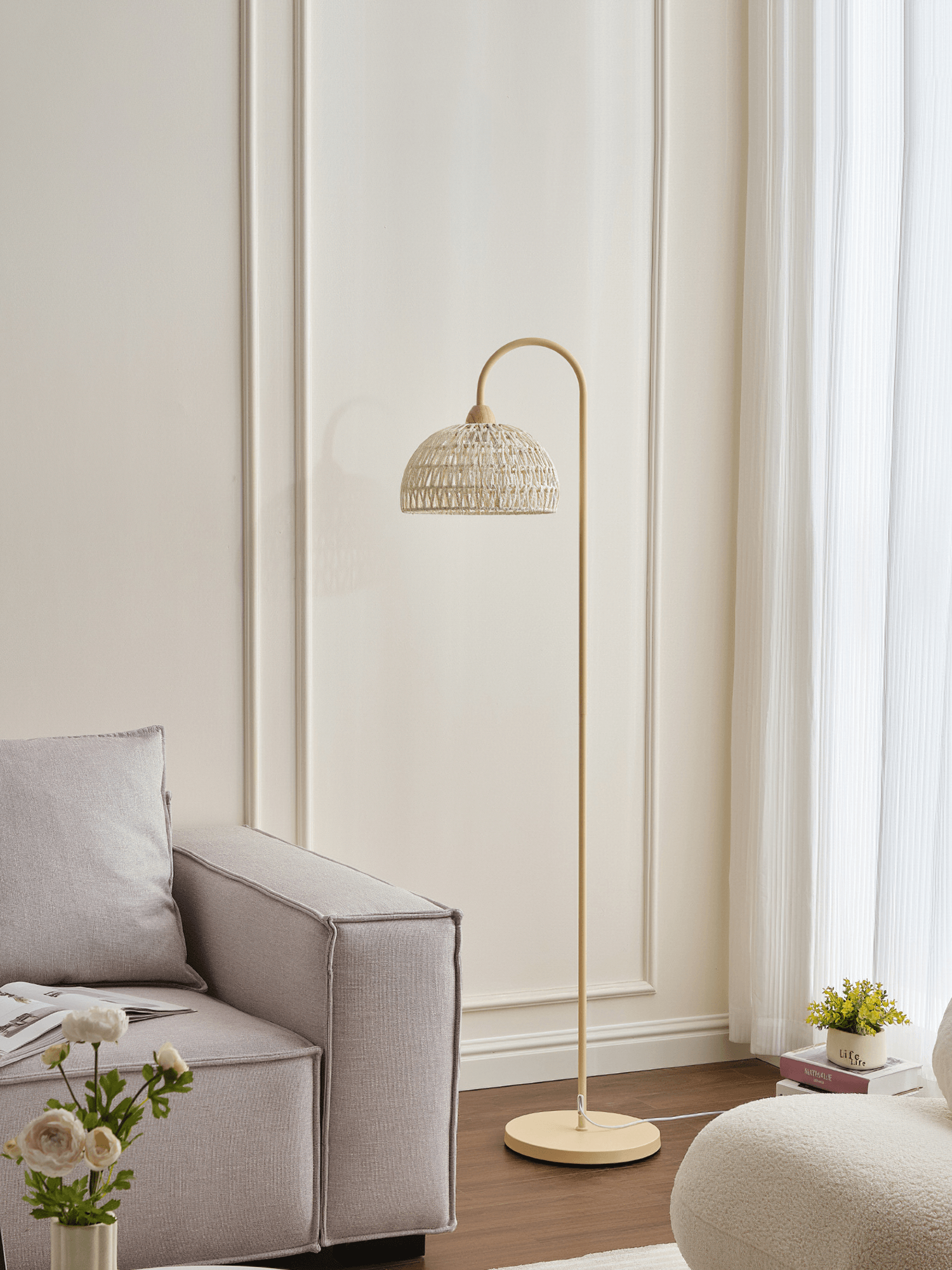 Rattan Arch Floor Lamp - Cueteks