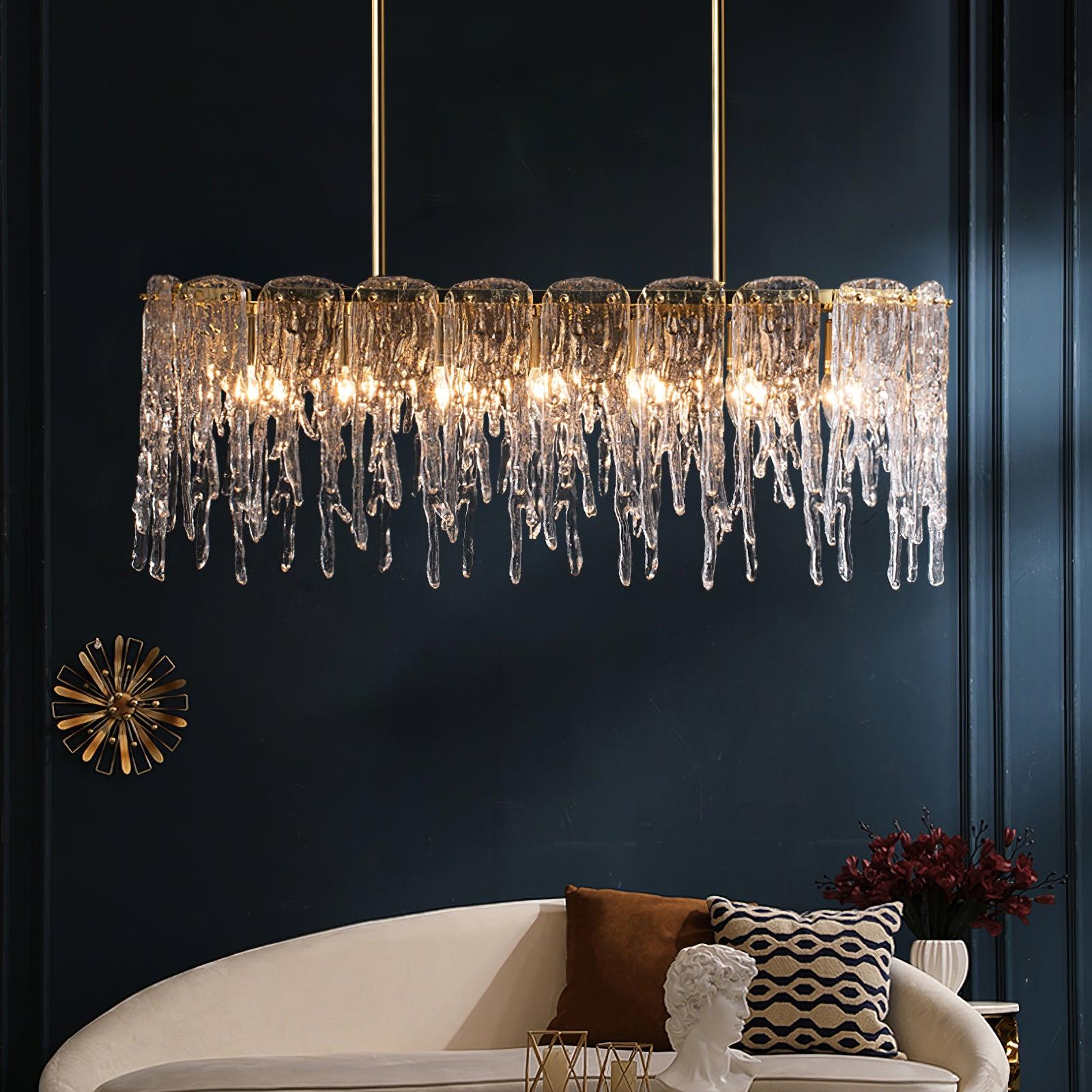 Rectangular Icicle Glass Chandelier - Cueteks