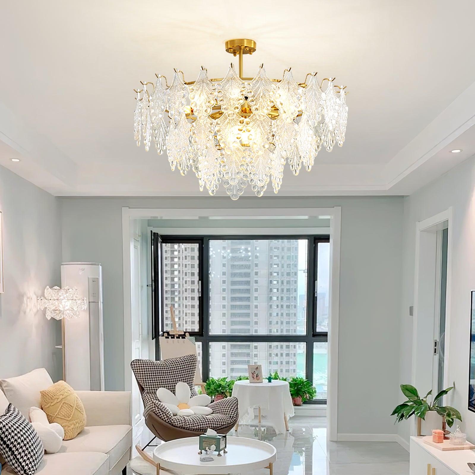Tiered Carved Glass Chandelier - Cueteks