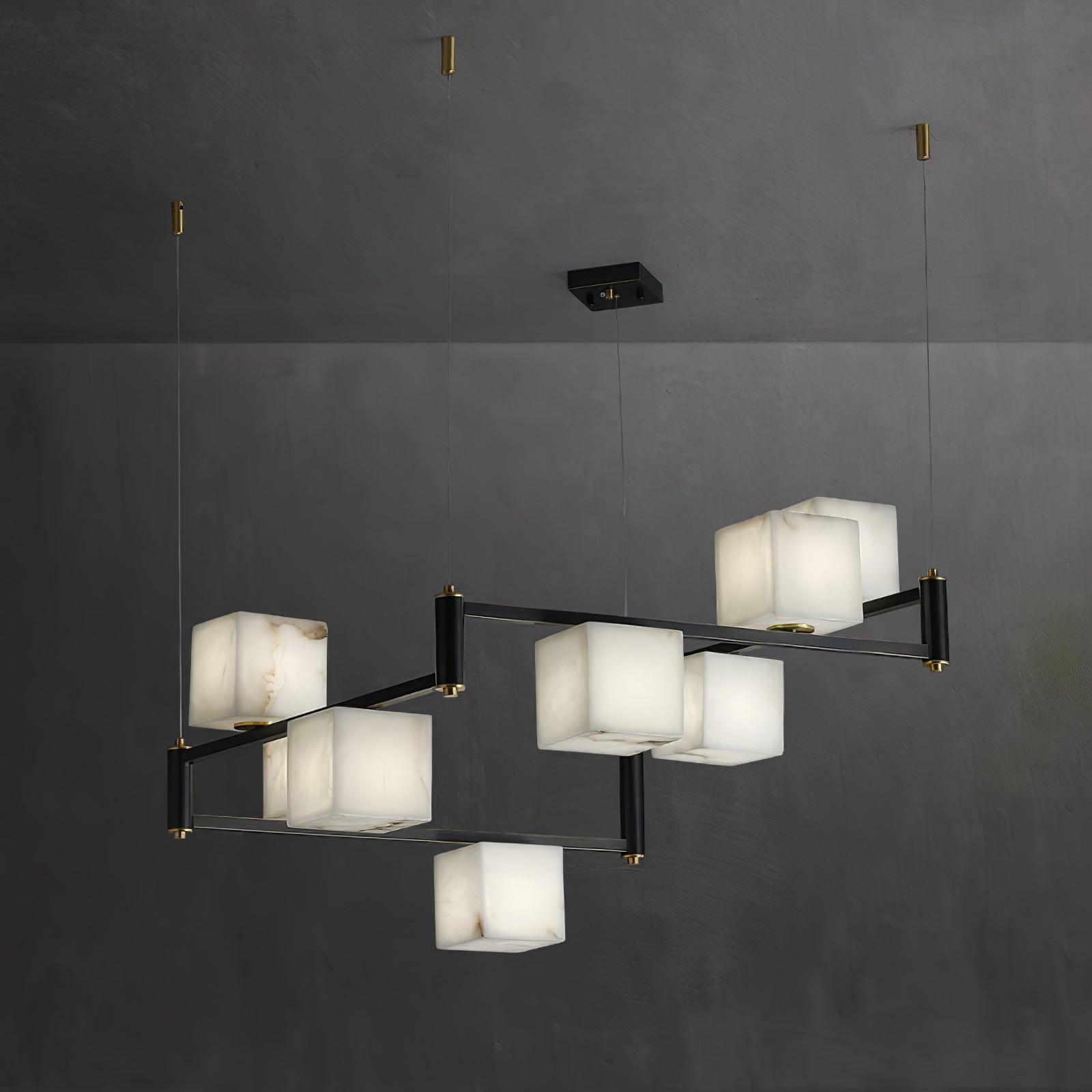 Alabaster Square Box Chandelier - Cueteks